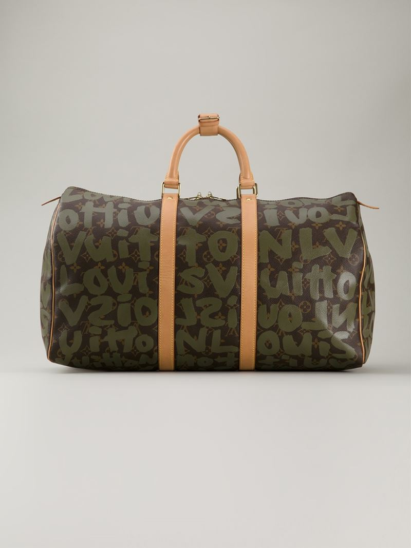 Louis Vuitton Leather &#39;sprouse Keepall 50&#39; Bag in Green - Lyst