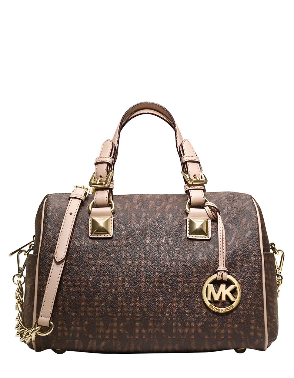 MICHAEL Michael Kors Grayson Leather Monogram Shoulder Bag in Brown Lyst