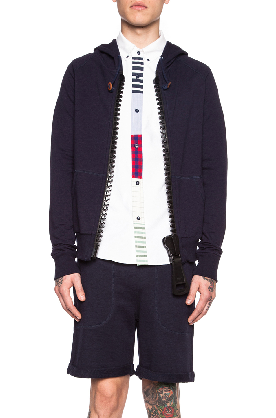 Band Of Outsiders Men S Giant Zip Cotton Hoodie In Navy Blue Lyst