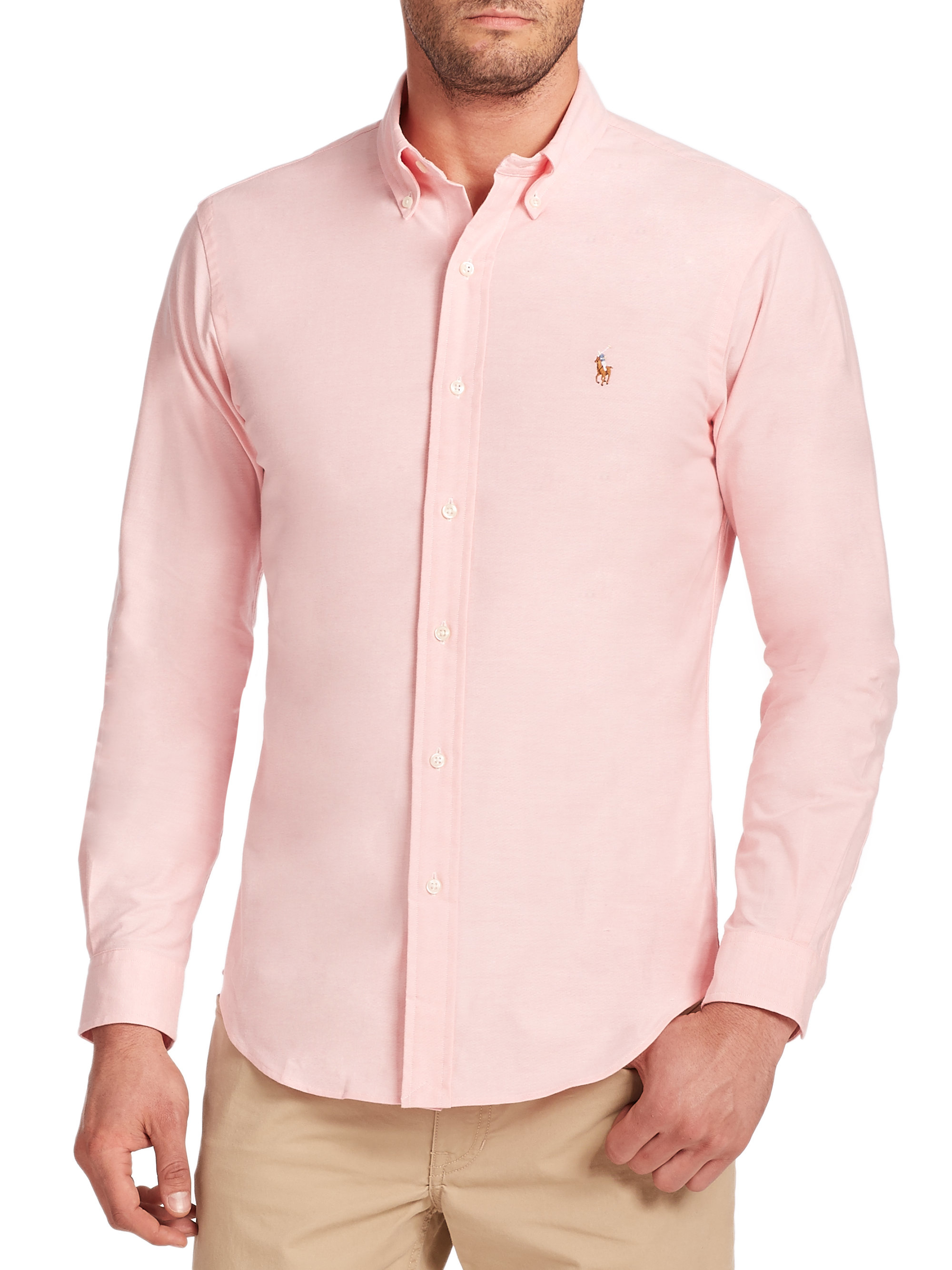 Polo Ralph Lauren Slim-fit Stretch Oxford Sportshirt in Pink for Men ...