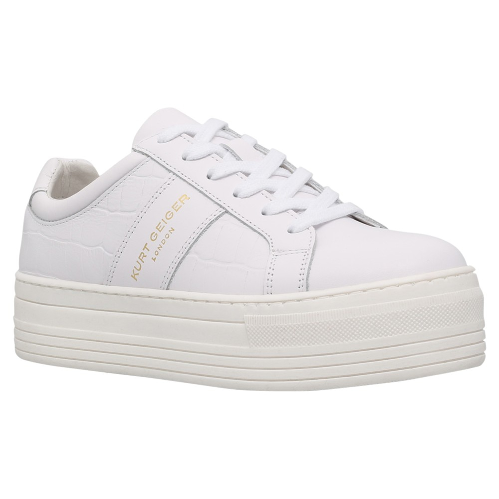 womens white leather flatform trainers