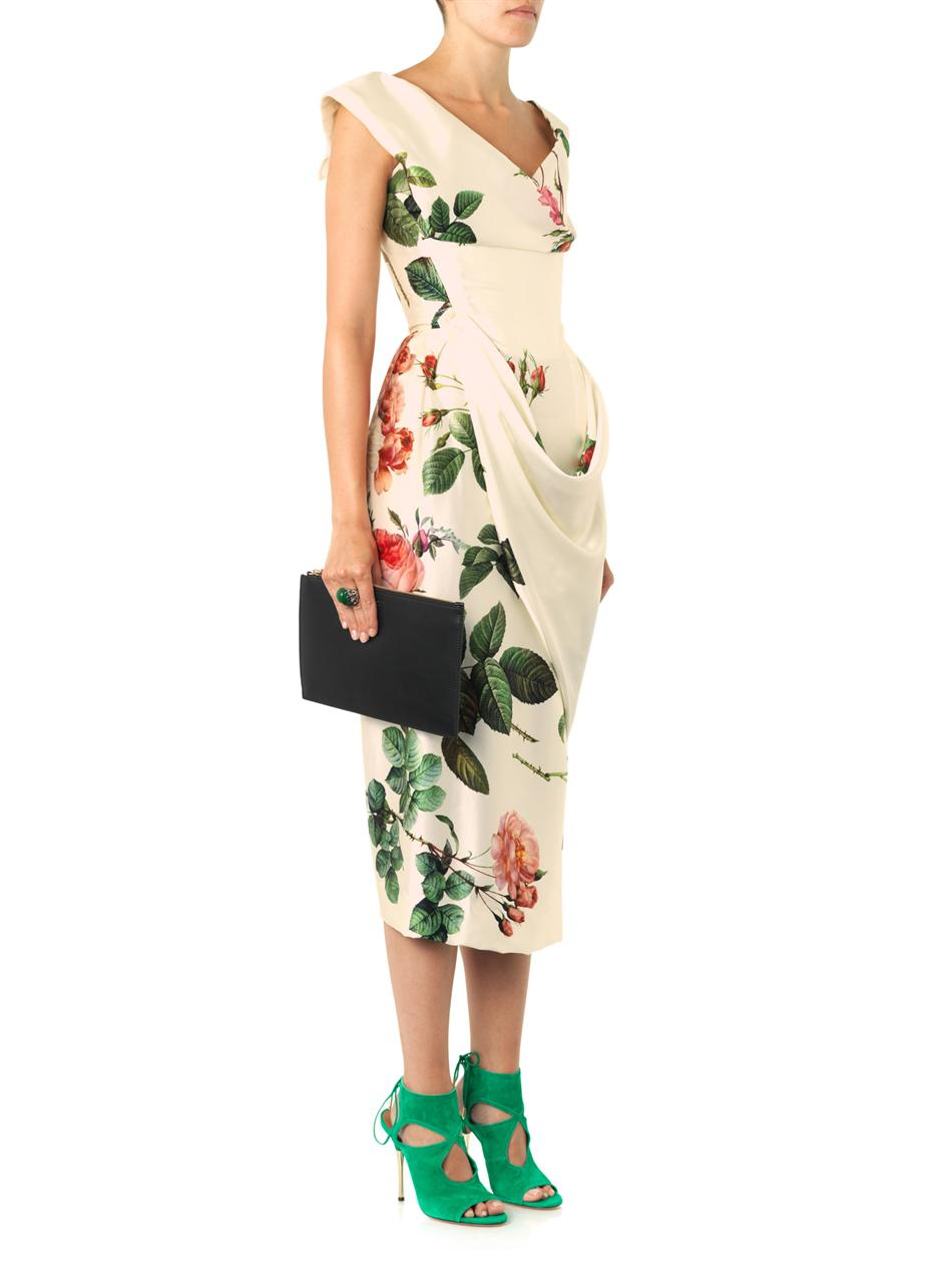 Vivienne Westwood Gold Label Prestige Floral-Print Silk Satin Dress in  White - Lyst