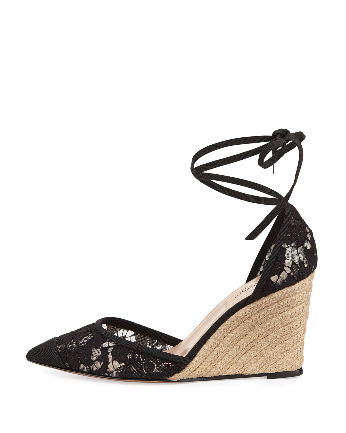 valentino espadrille wedge black