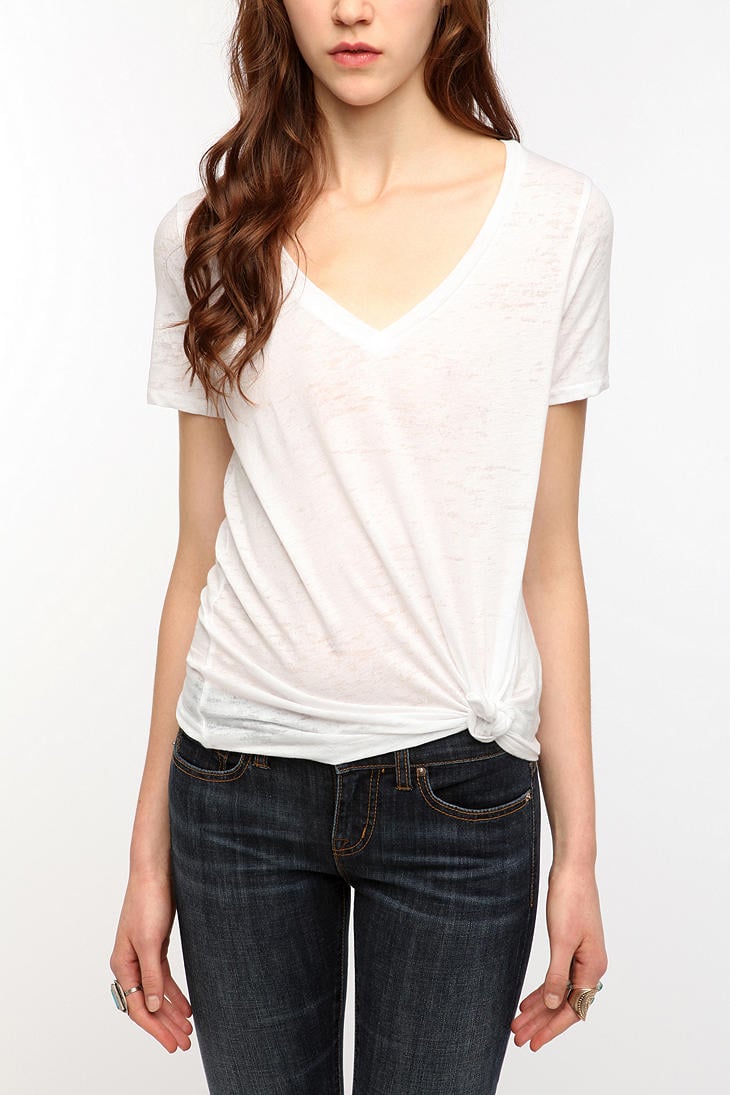 Urban Outfitters Sheer Burnout V-Neck Tee in | Lyst