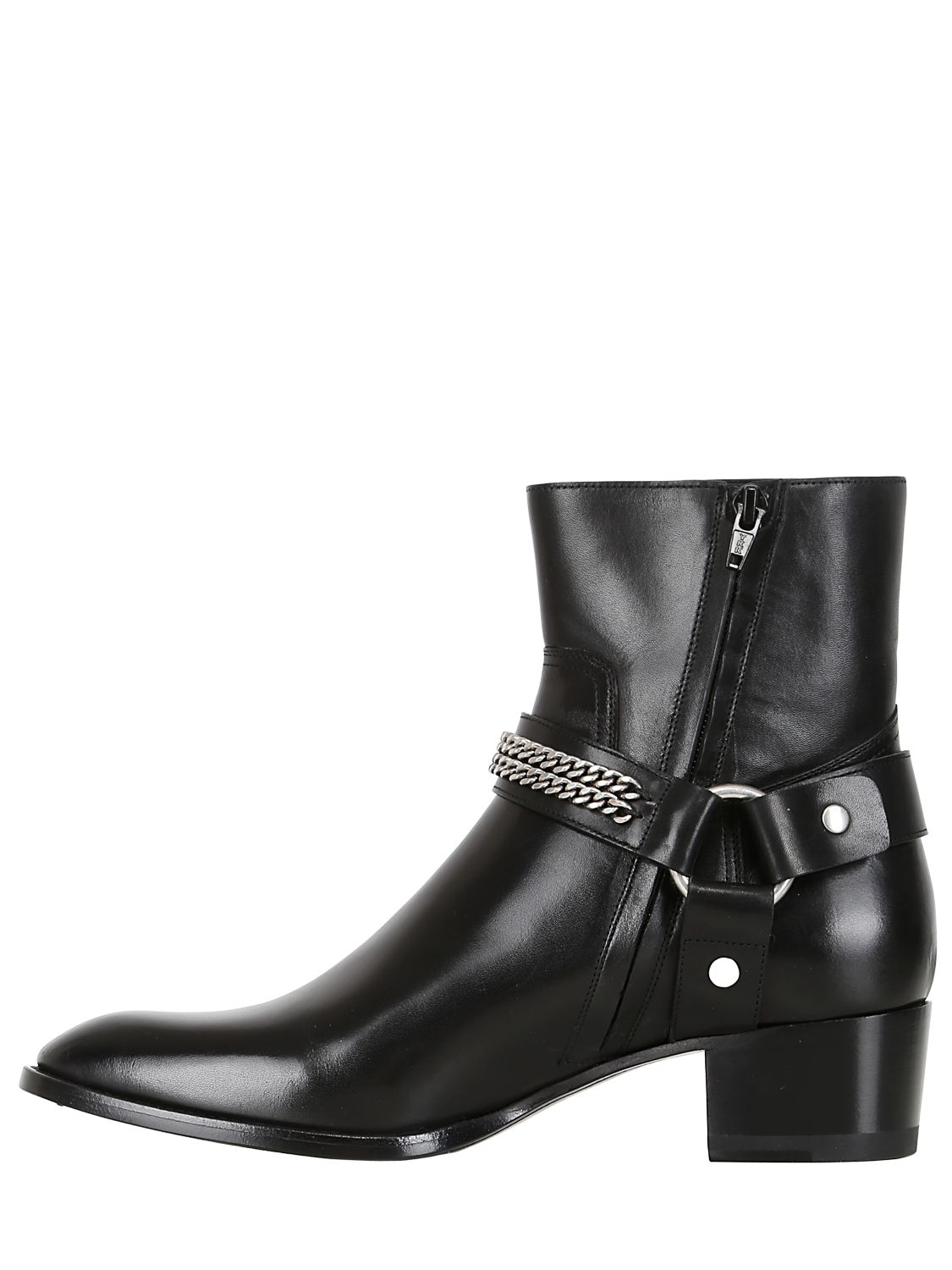 Lyst - Saint Laurent 40mm Wyatt Leather Chained Boots in Black