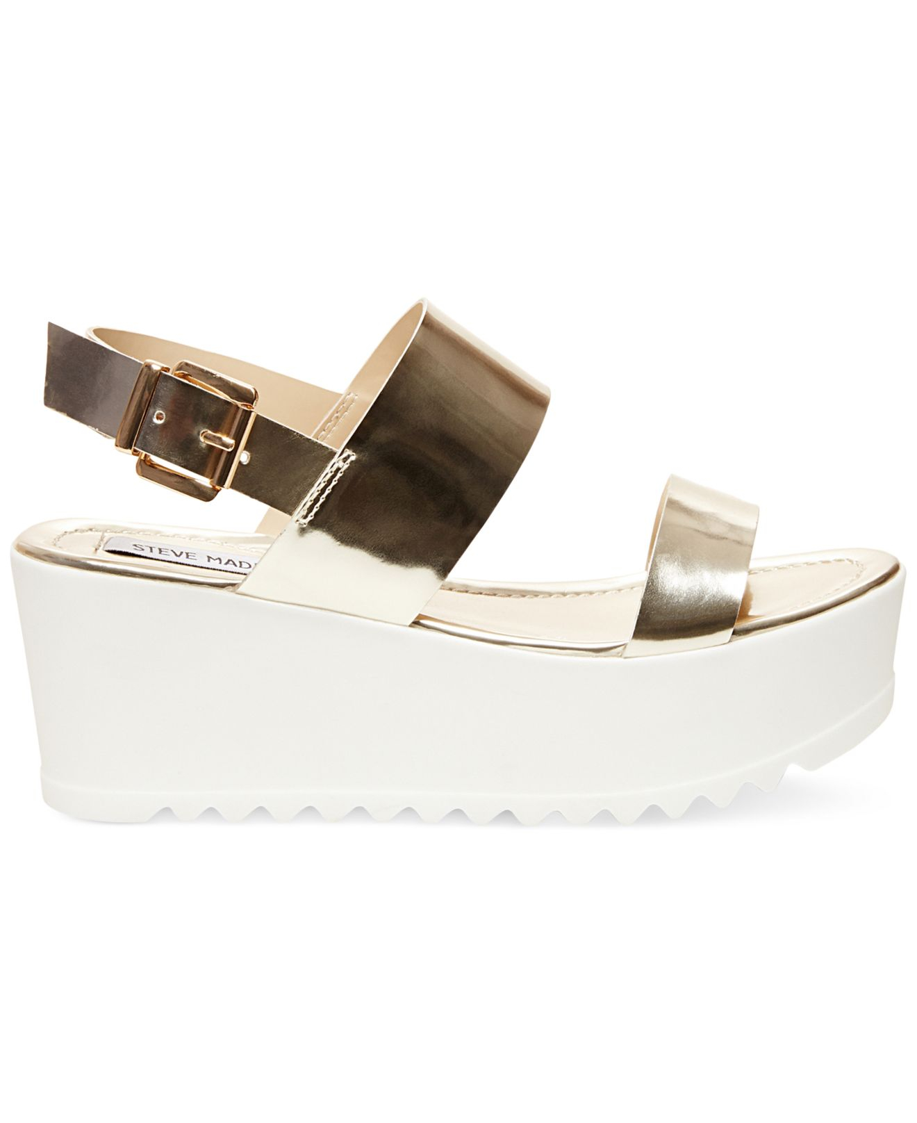 white and gold platform sandals