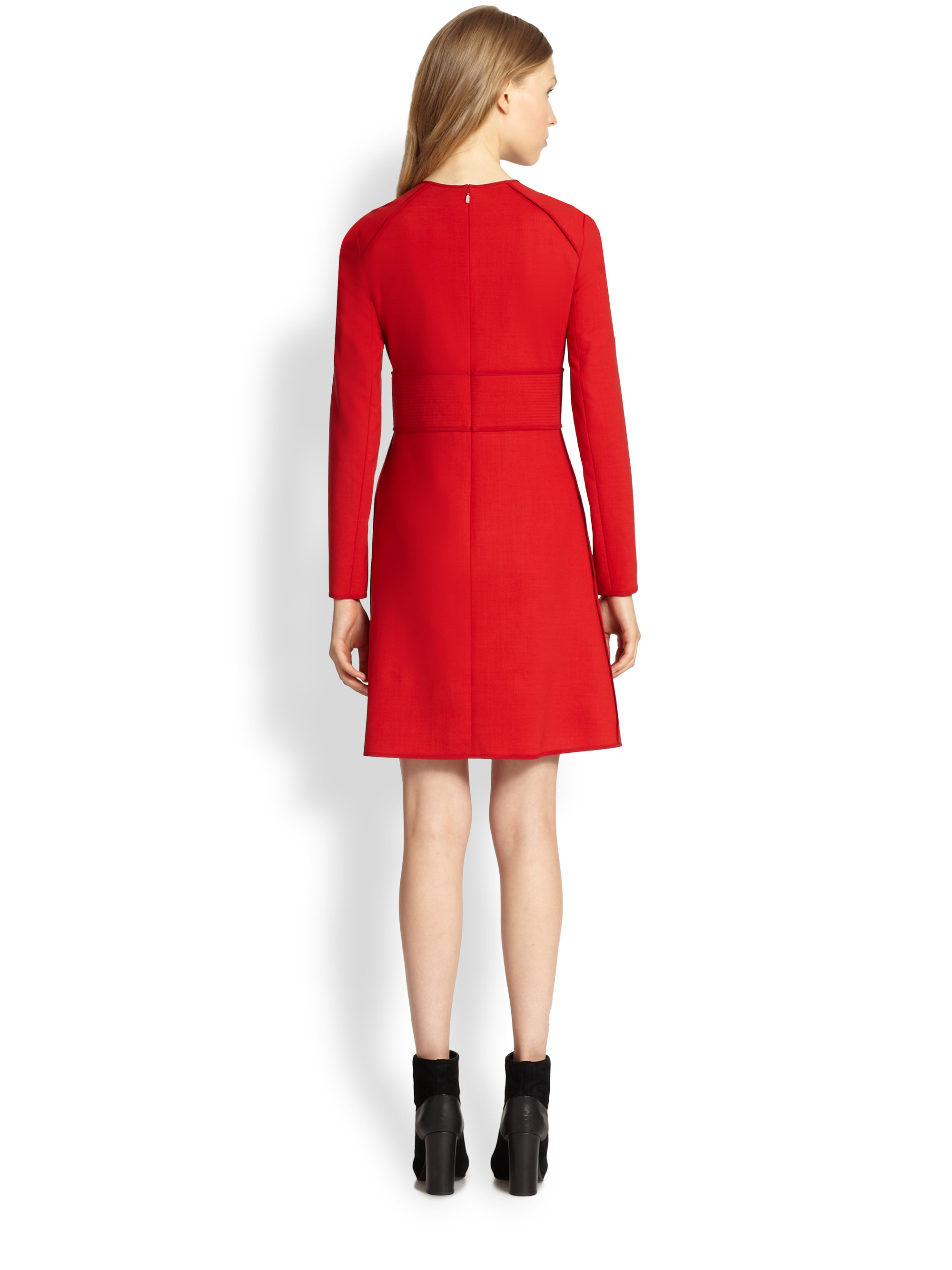 red wool dress