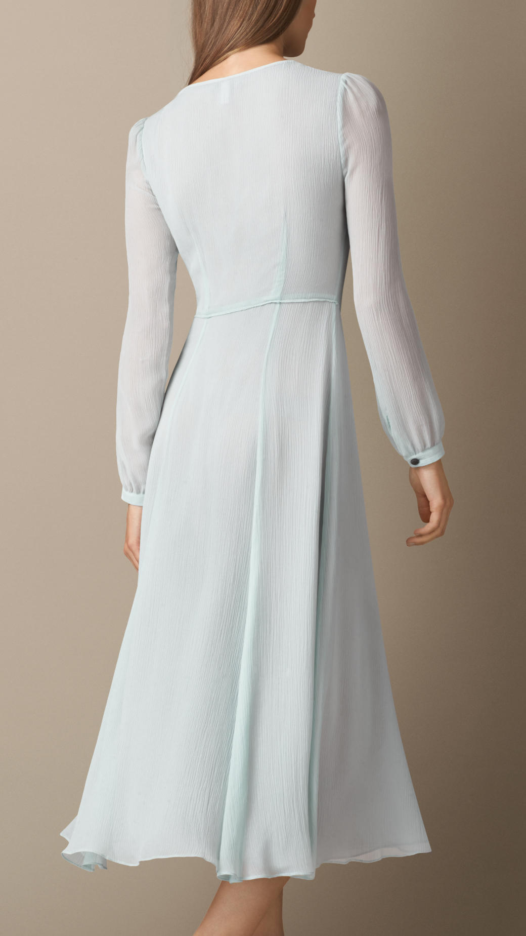 Burberry Silk Crépon Dress in Blue | Lyst