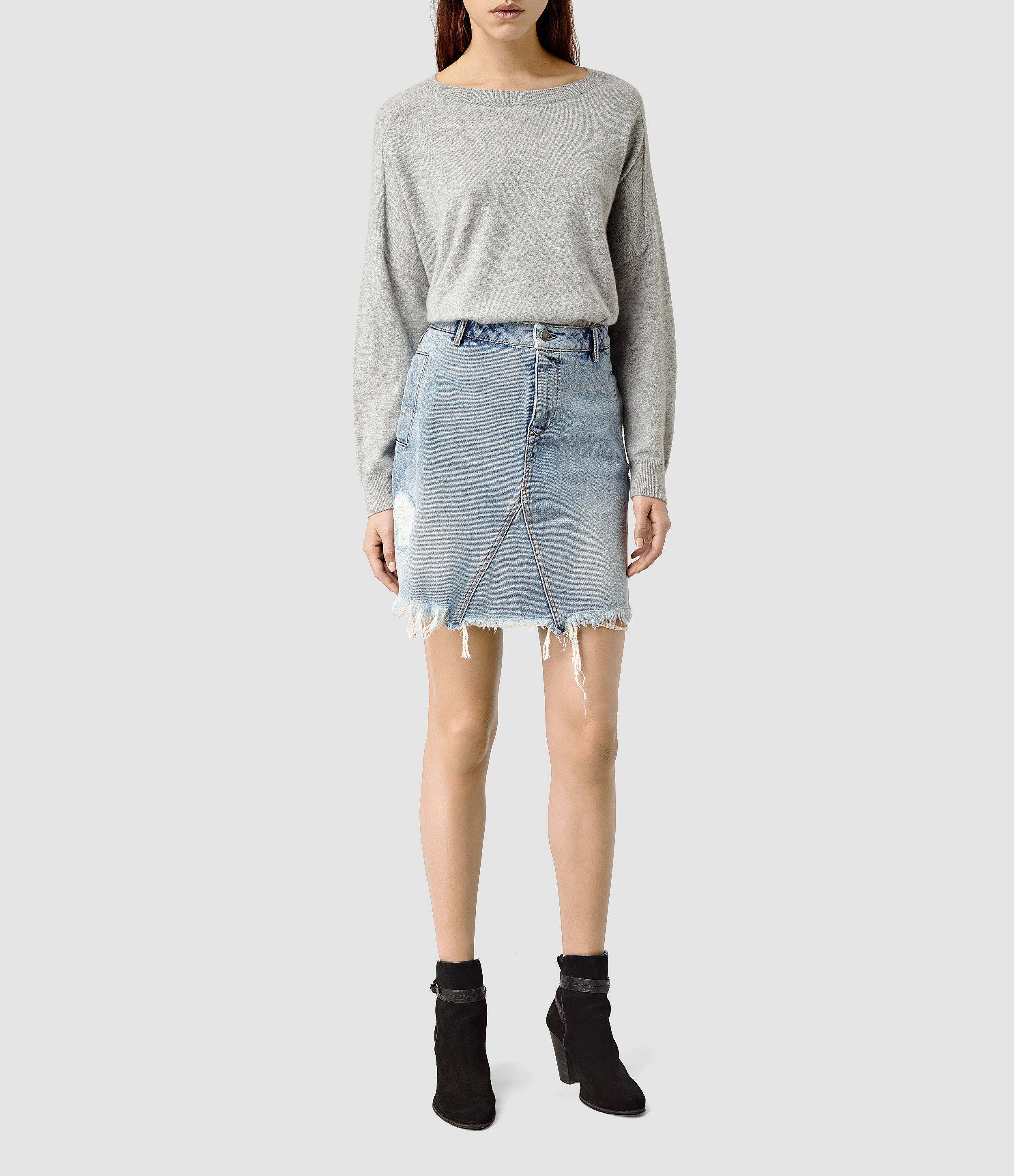 allsaints denim skirt