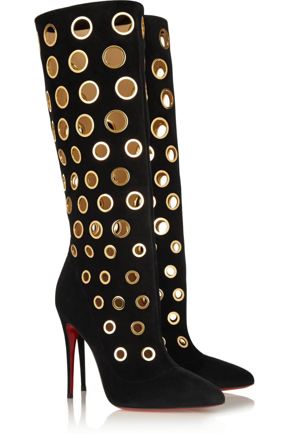 Christian louboutin Apollo 100 Embellished Suede Knee-High Boots ...  