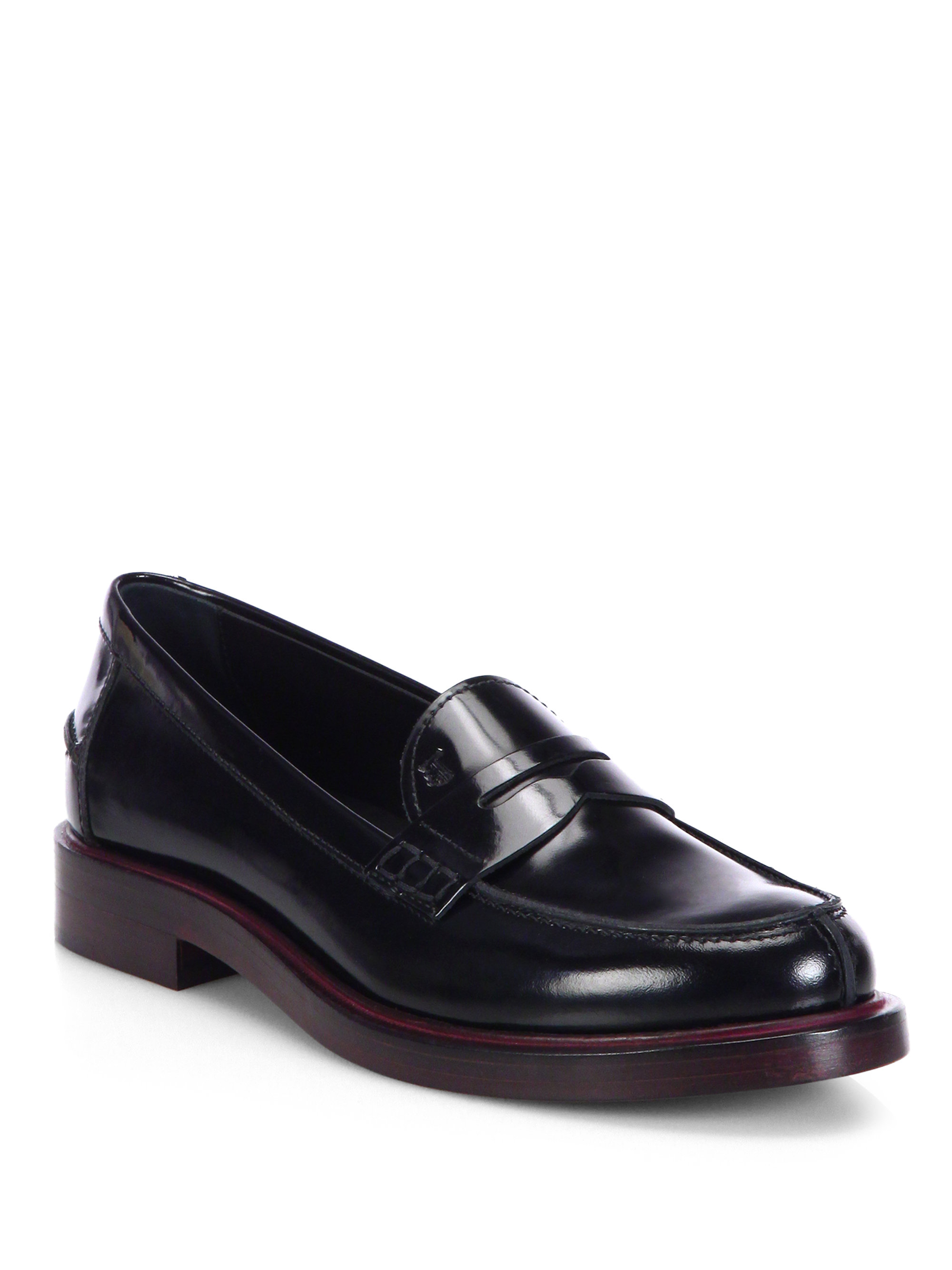 Tod's Patent Leather Loafers in Black | Lyst