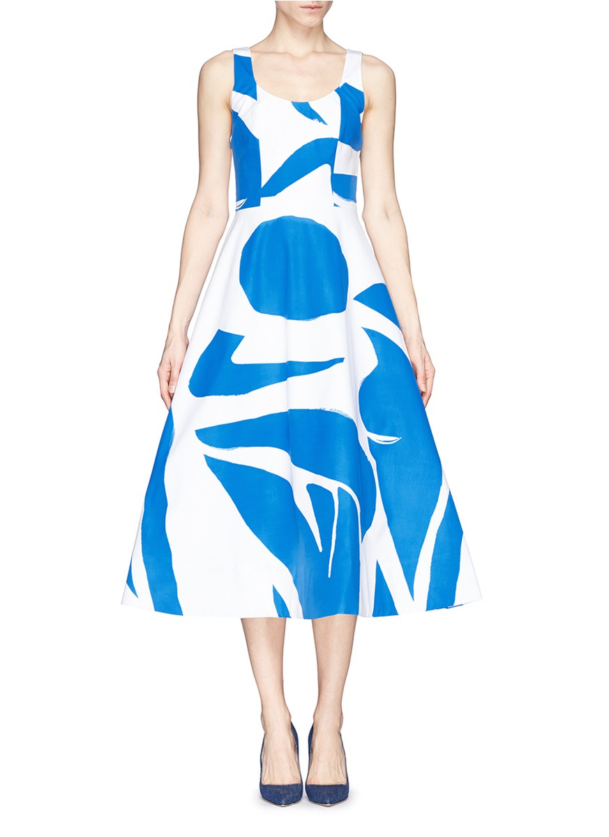 Lyst - Alice + Olivia 'Leila' Abstract Geometric Print Bell Dress in Blue