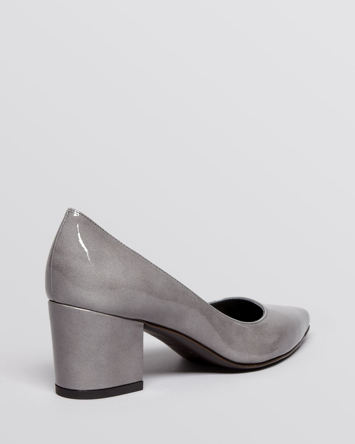 gray pointed toe pumps