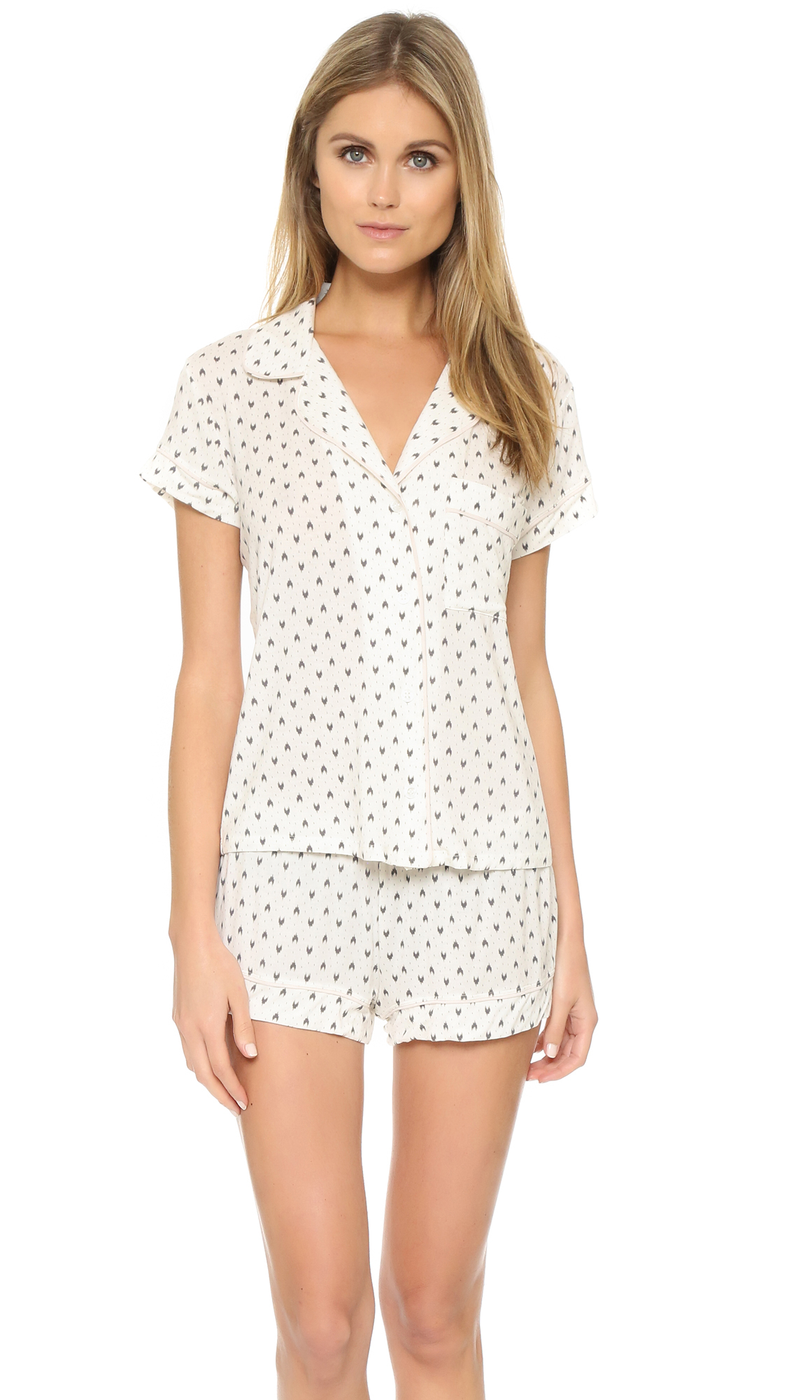 Eberjey Ikat Heartprint Short Pajama Set in Gray Lyst