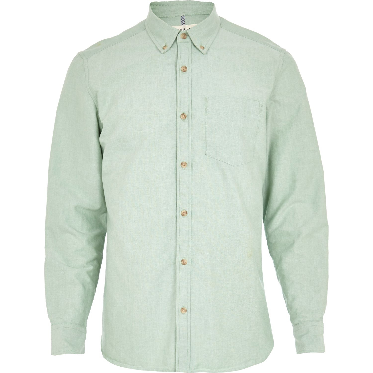 River Island Light Green Yarn Dye Oxford Shirt in Green for Men | Lyst