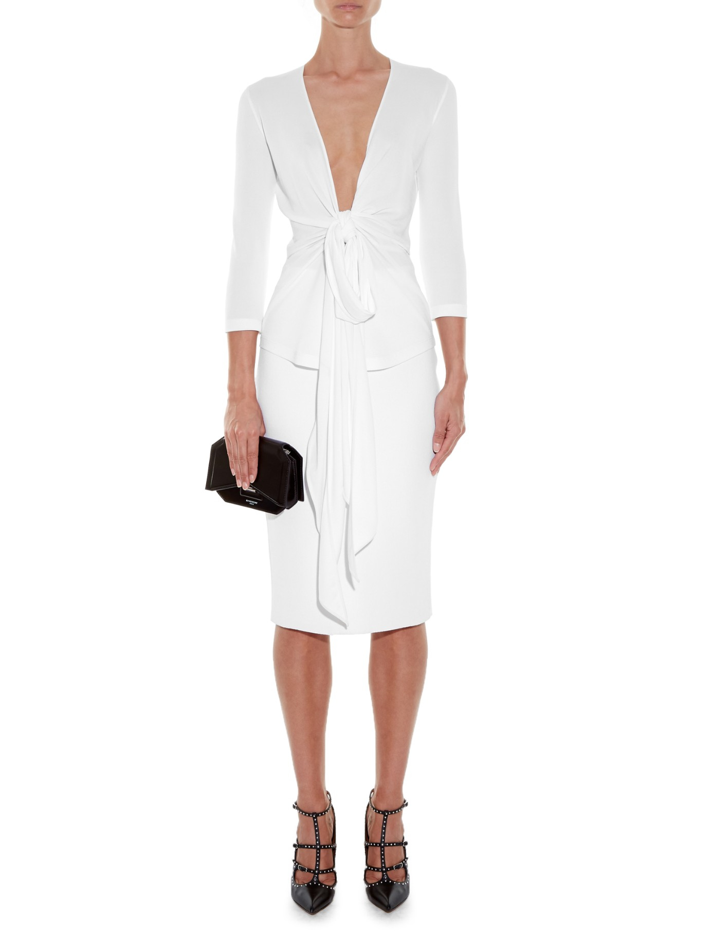 Lyst - Givenchy Button-back Pencil Skirt in White