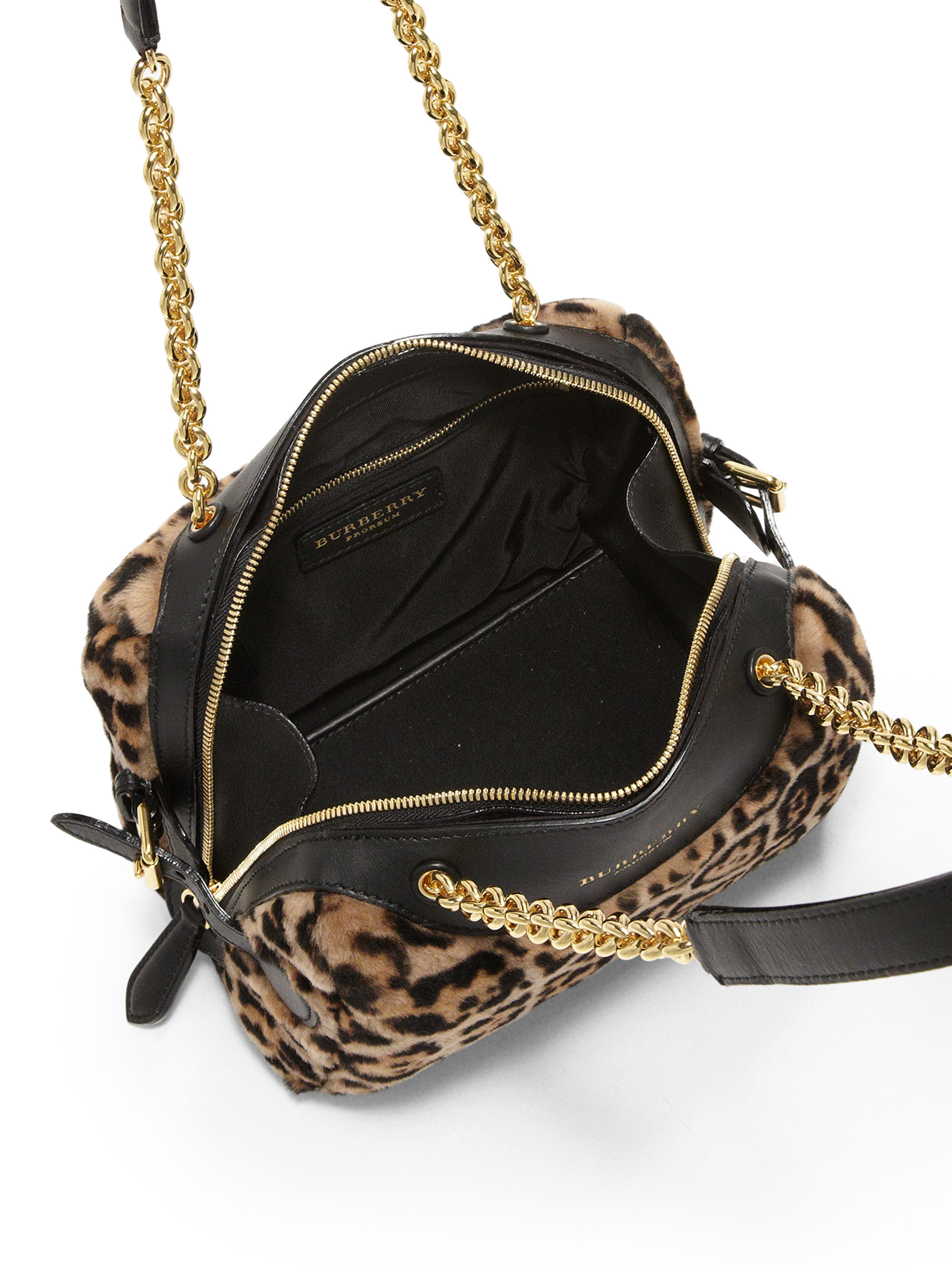Burberry Mini Bee Leopard-print Shearling & Leather Bowler ...