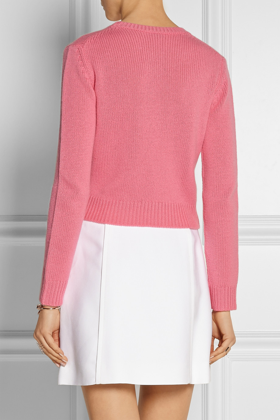 Miu Miu Cropped Cashmere Sweater in Pink - Lyst