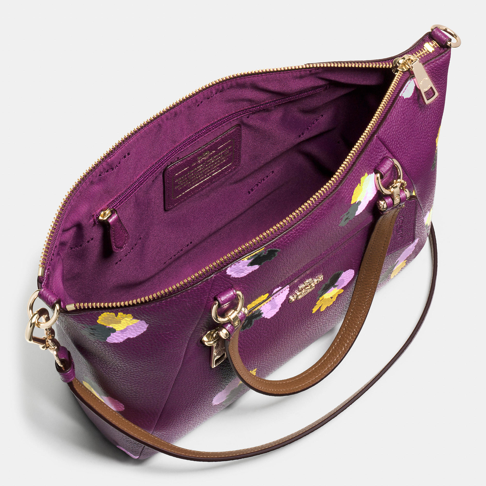 Coach Prairie Satchel In Floral Print Leather in Purple | Lyst