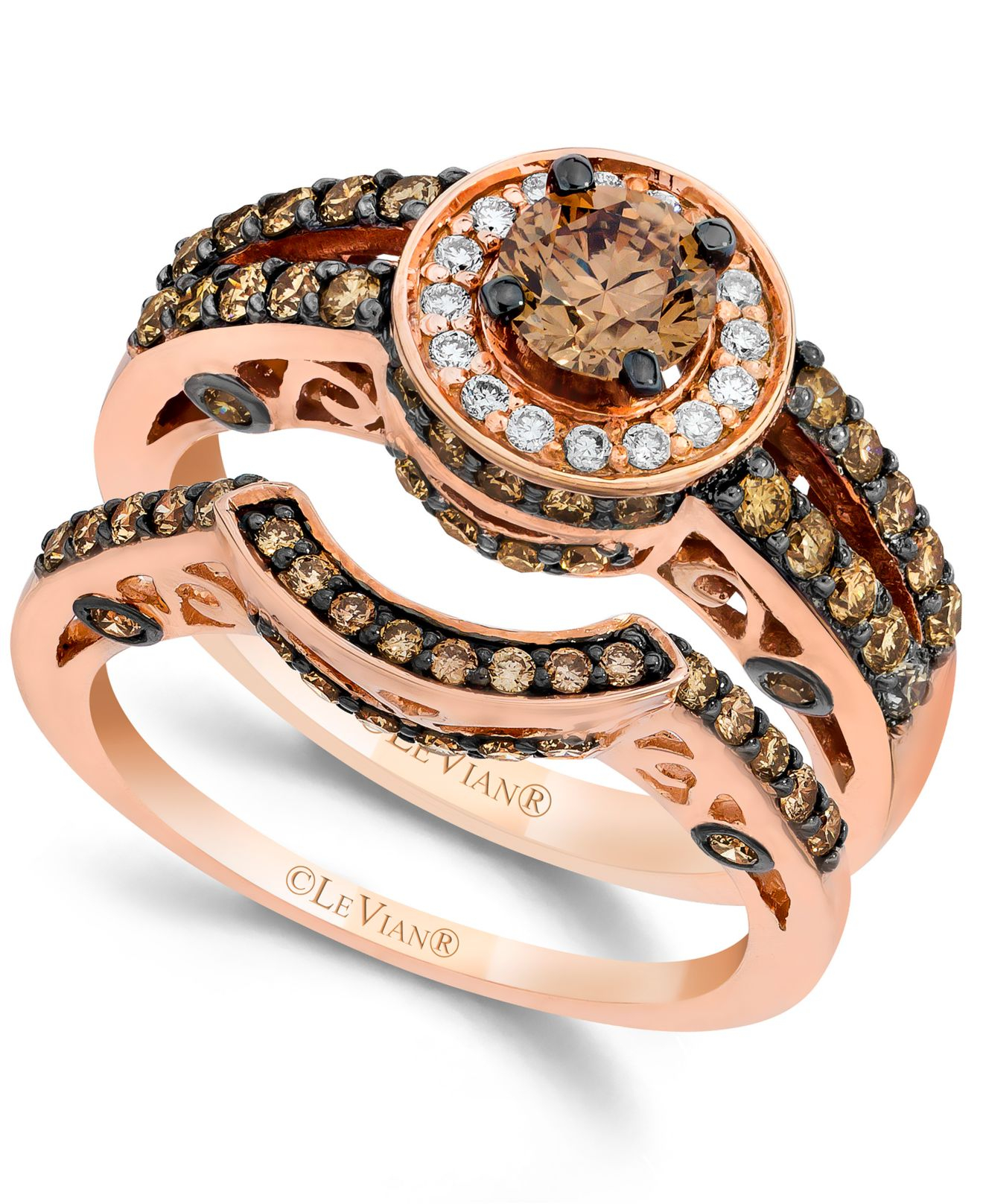 Le Vian Chocolate And White Diamond Engagement Band Set In 14k Rose Gold  (1-1/2 Ct. .) in Pink | Lyst