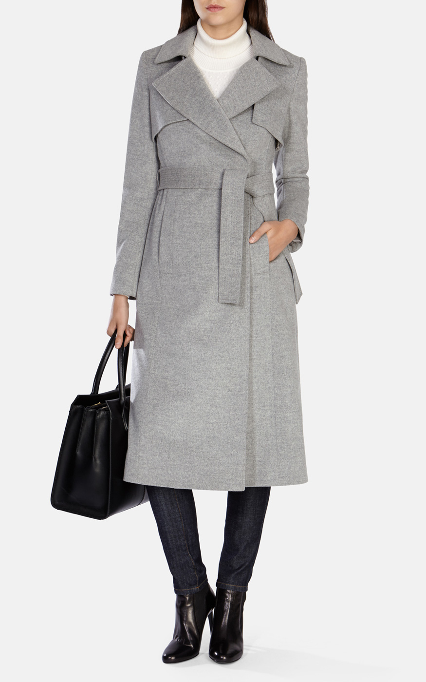 Karen Millen Wool And Cashmere Longline Trenchcoat in Grey (Gray) - Lyst