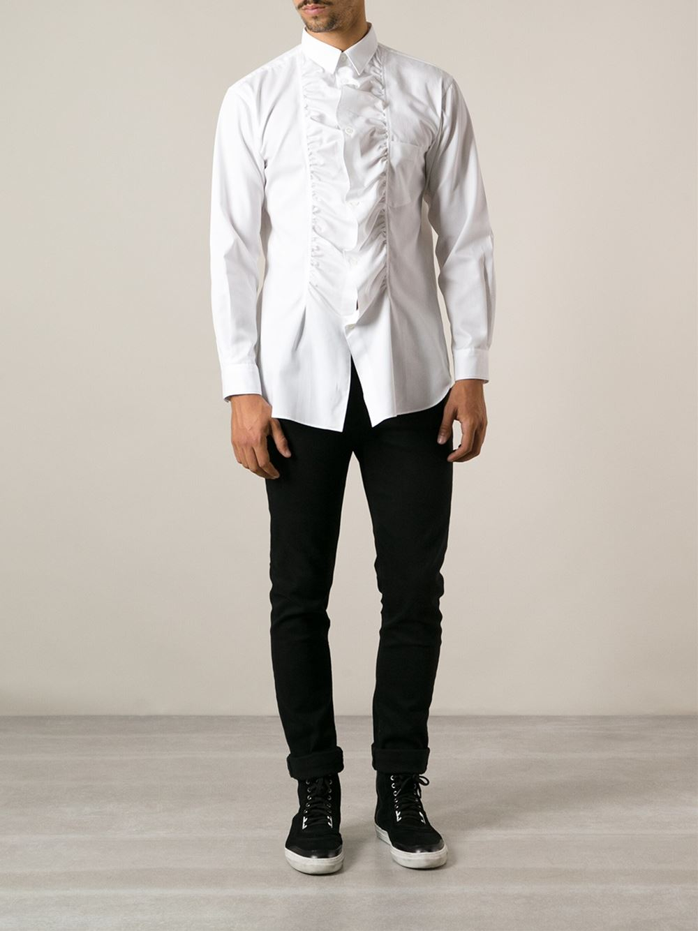 Lyst Comme Des Garçons Ruffled Shirt in White for Men