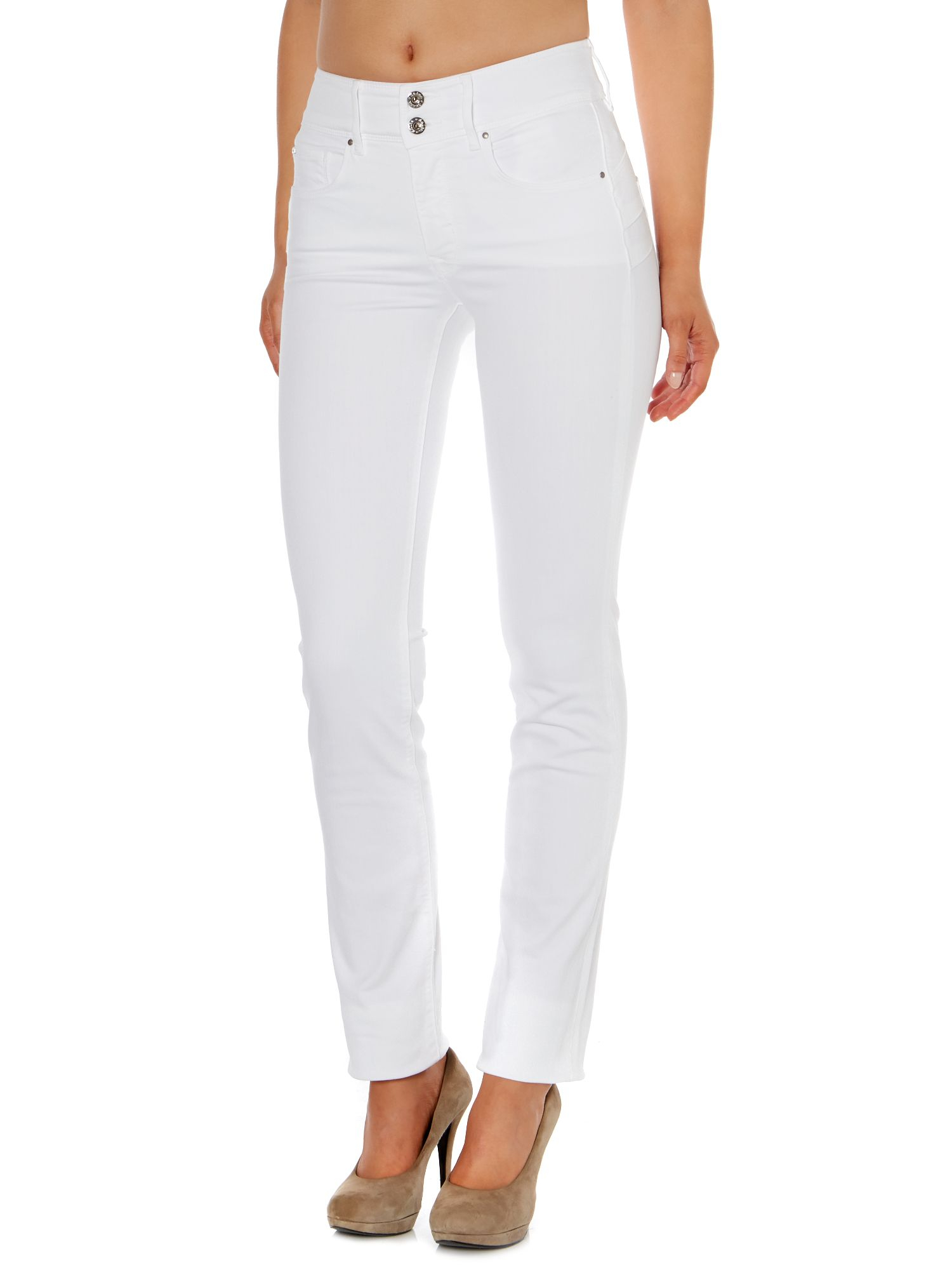 Salsa Secret Pushin Slim Leg Jeans in White in White | Lyst
