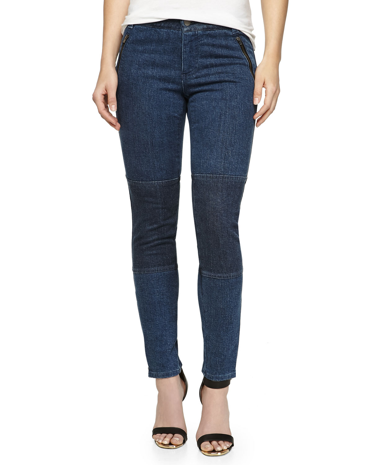 Stella Mccartney Skinny Denim Jeans With Zip Pockets In Blue Denim Lyst