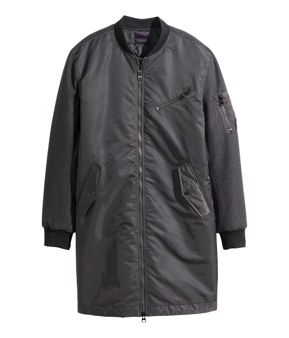 H&M Long Bomber Jacket in Dark Gray (Gray) for Men | Lyst