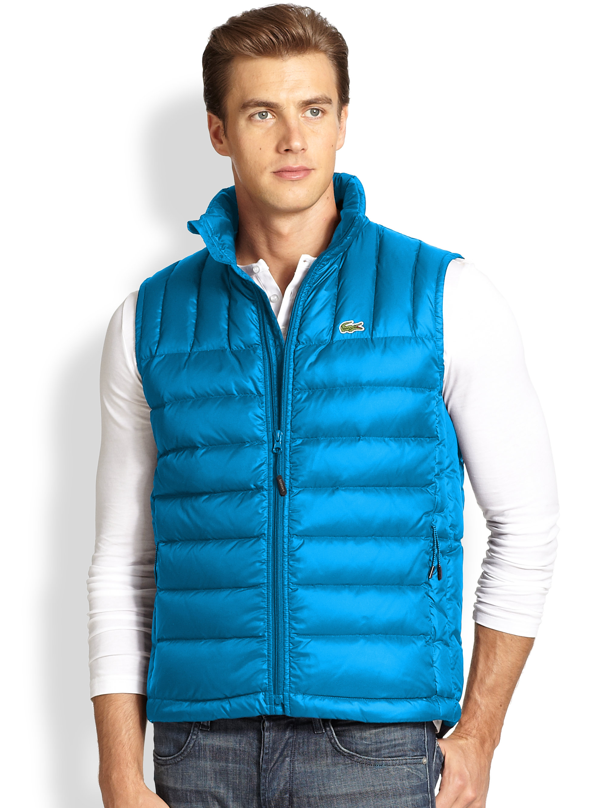 Lyst - Lacoste Packable Down Vest in Blue for Men