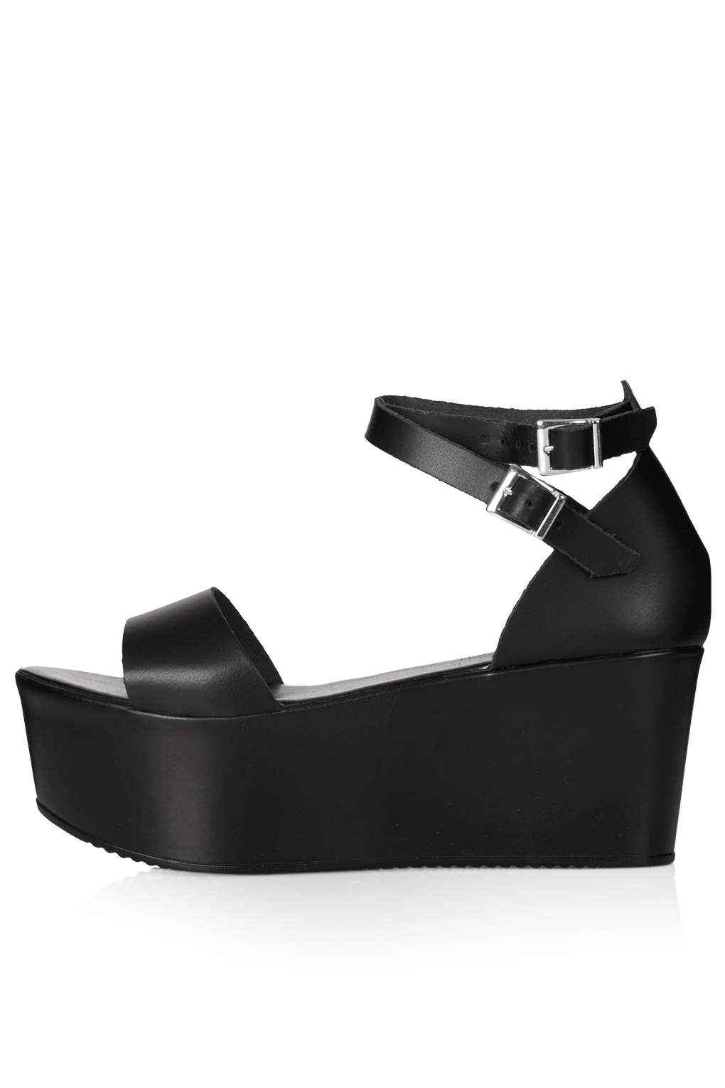 Lyst - Topshop Wallis Flatform Sandals in Black