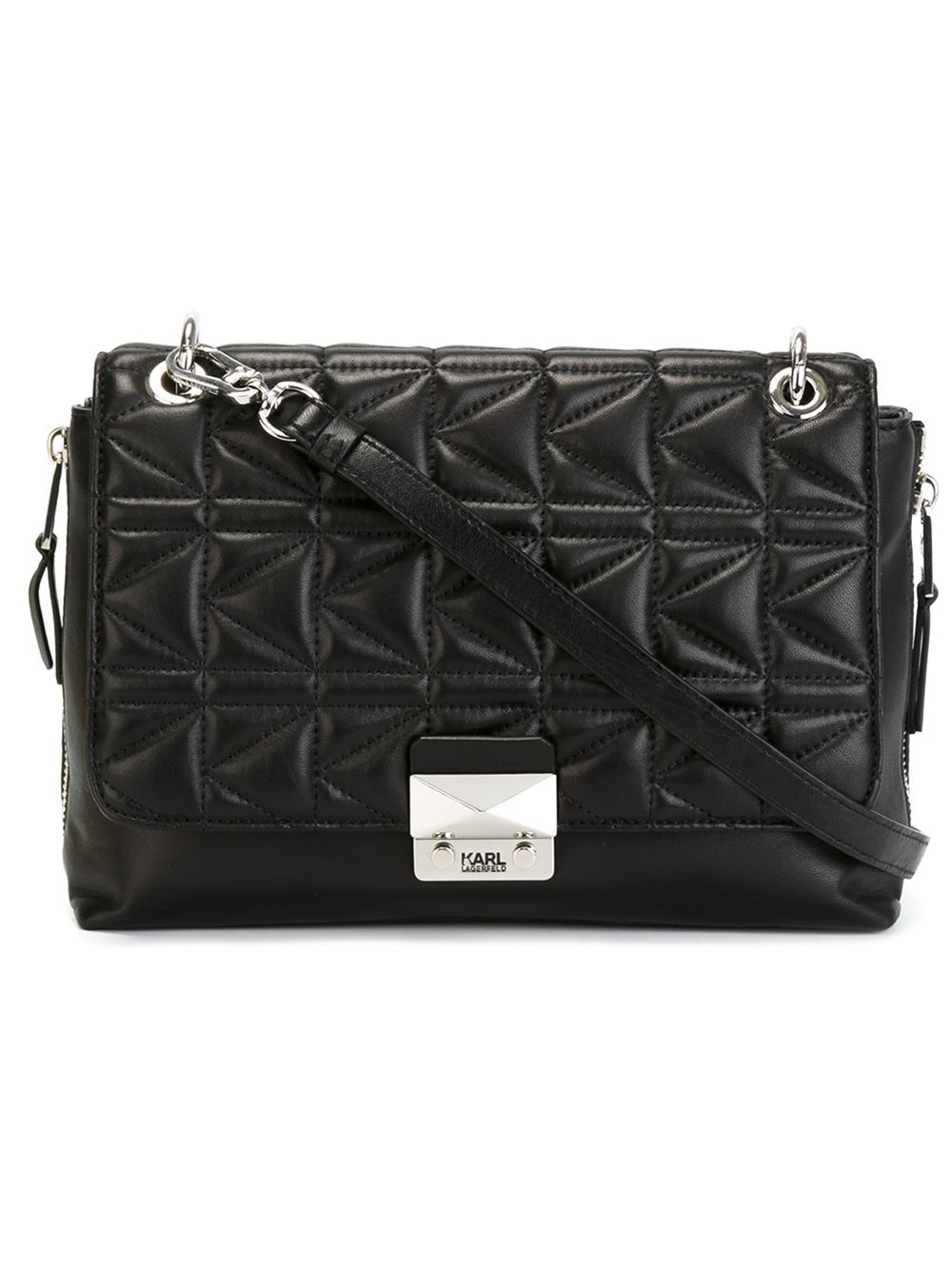 Karl Lagerfeld Large Quilted-Leather Cross-Body Bag in Black - Lyst