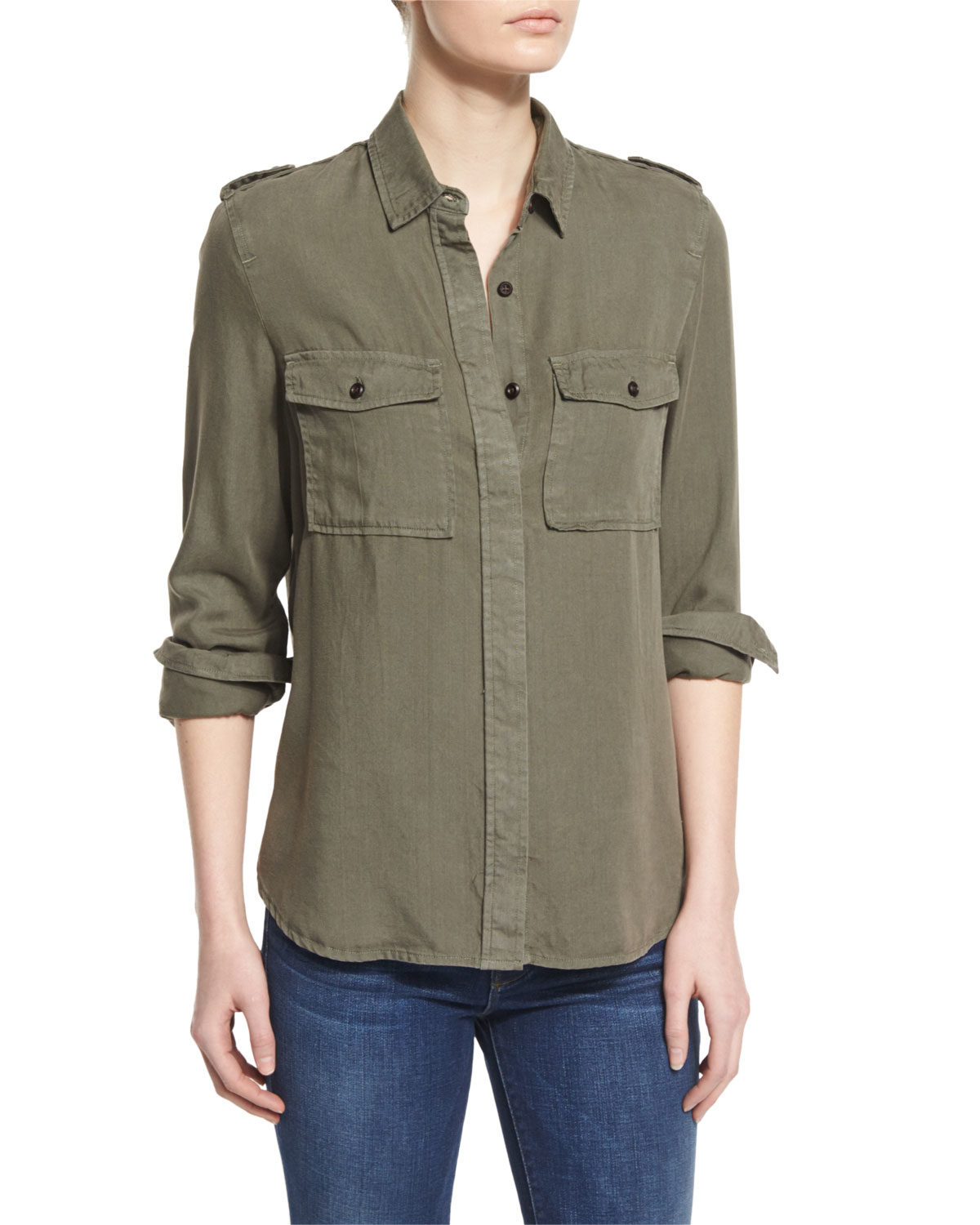 Lyst - Frame Military Long-sleeve Shirt in Green