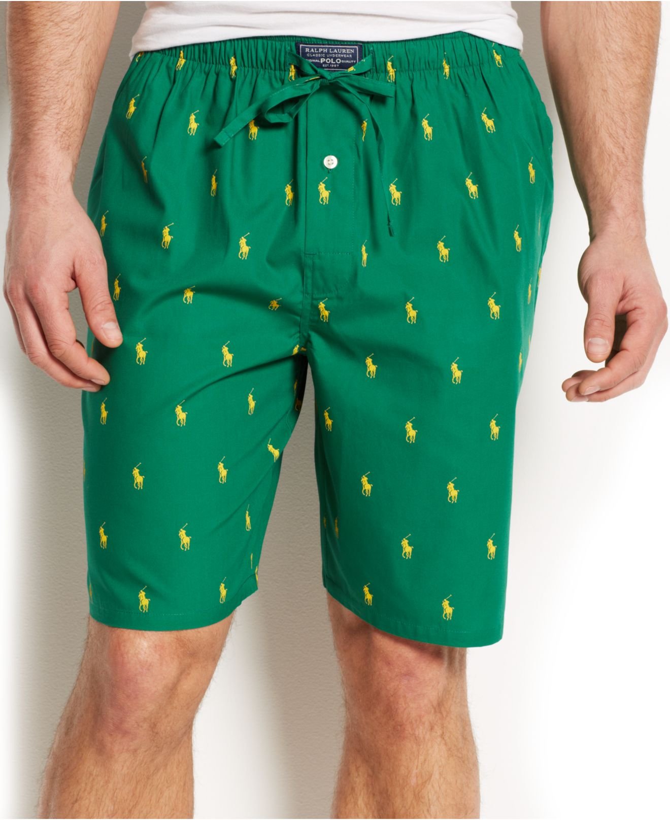 Polo Ralph Lauren Allover Pony Pajama Shorts in Green for Men | Lyst