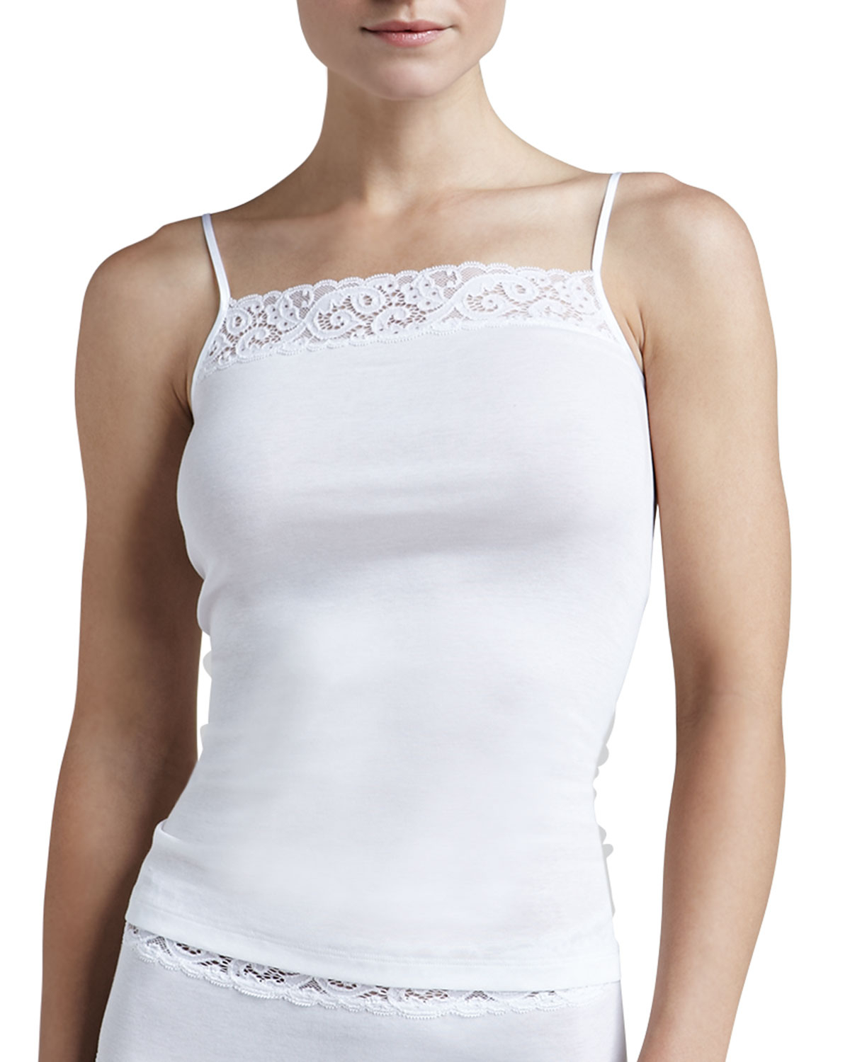 Hanro Lacetrim Lounge Cami in White Lyst