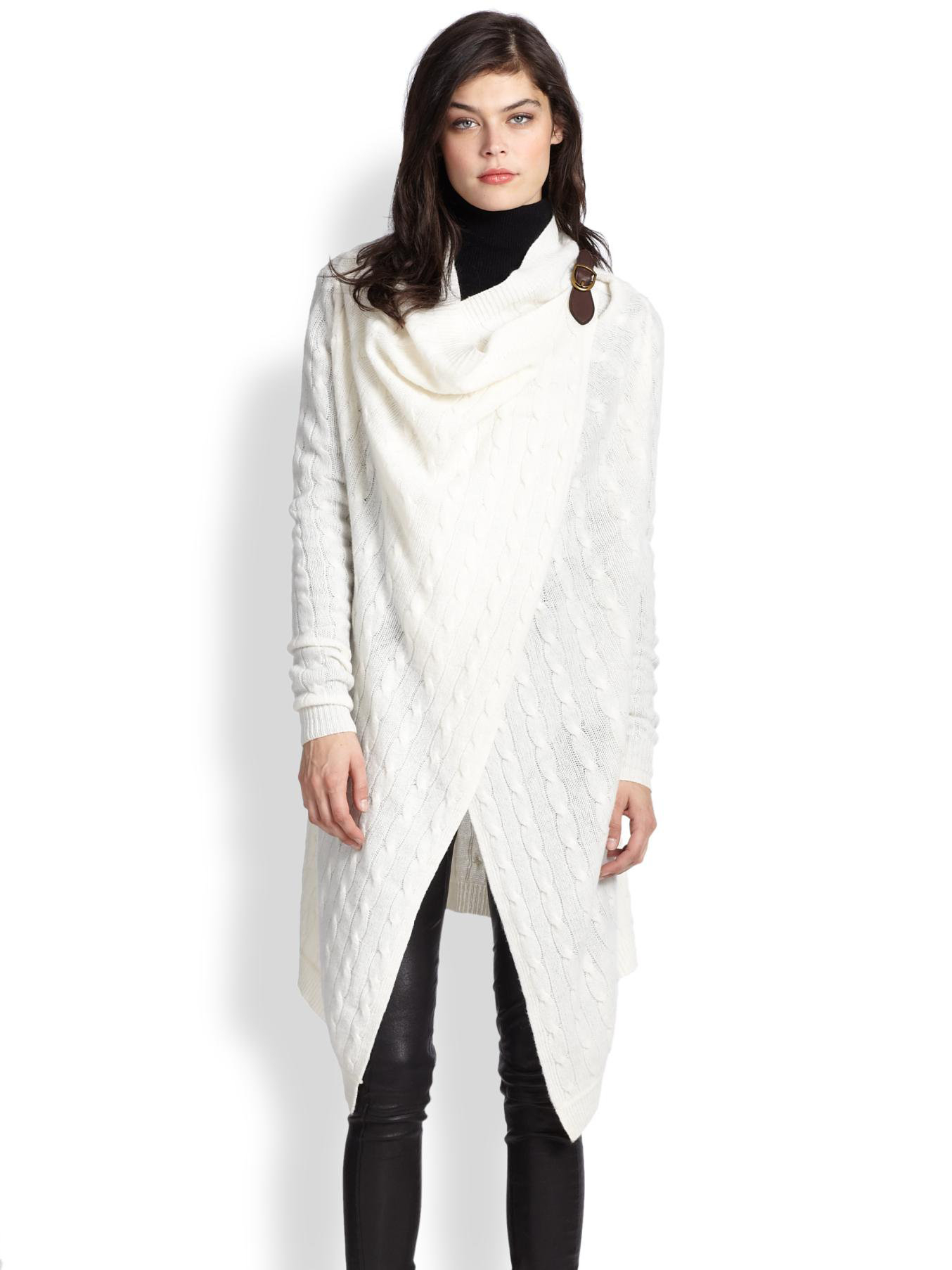 Polo Ralph Lauren Wool & Cashmere Wrap Sweater in Natural - Lyst