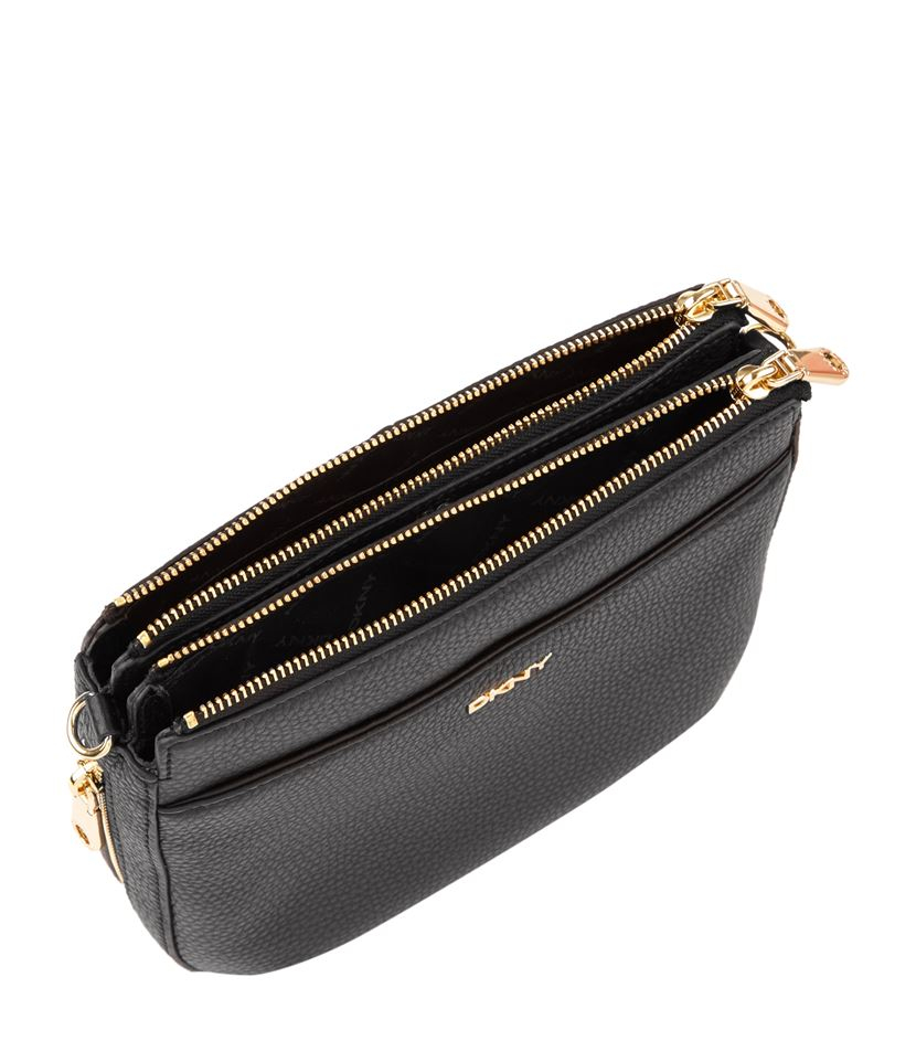 DKNY Double Zip Crossbody Tribeca Flap Bag in Black