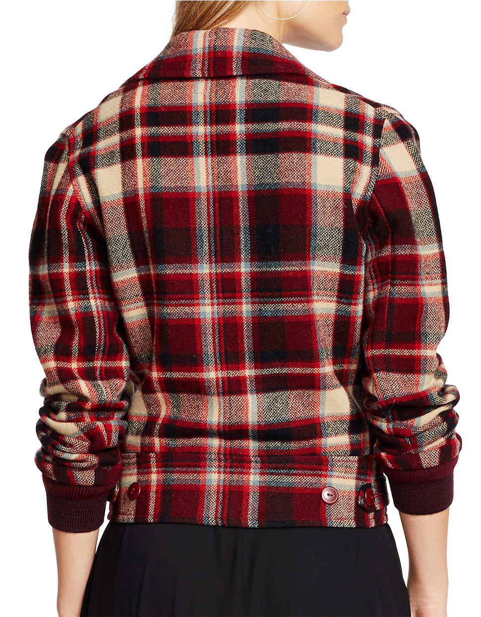 Polo Ralph Lauren Wool Cropped Flannel Jacket in Red (Blue) Lyst