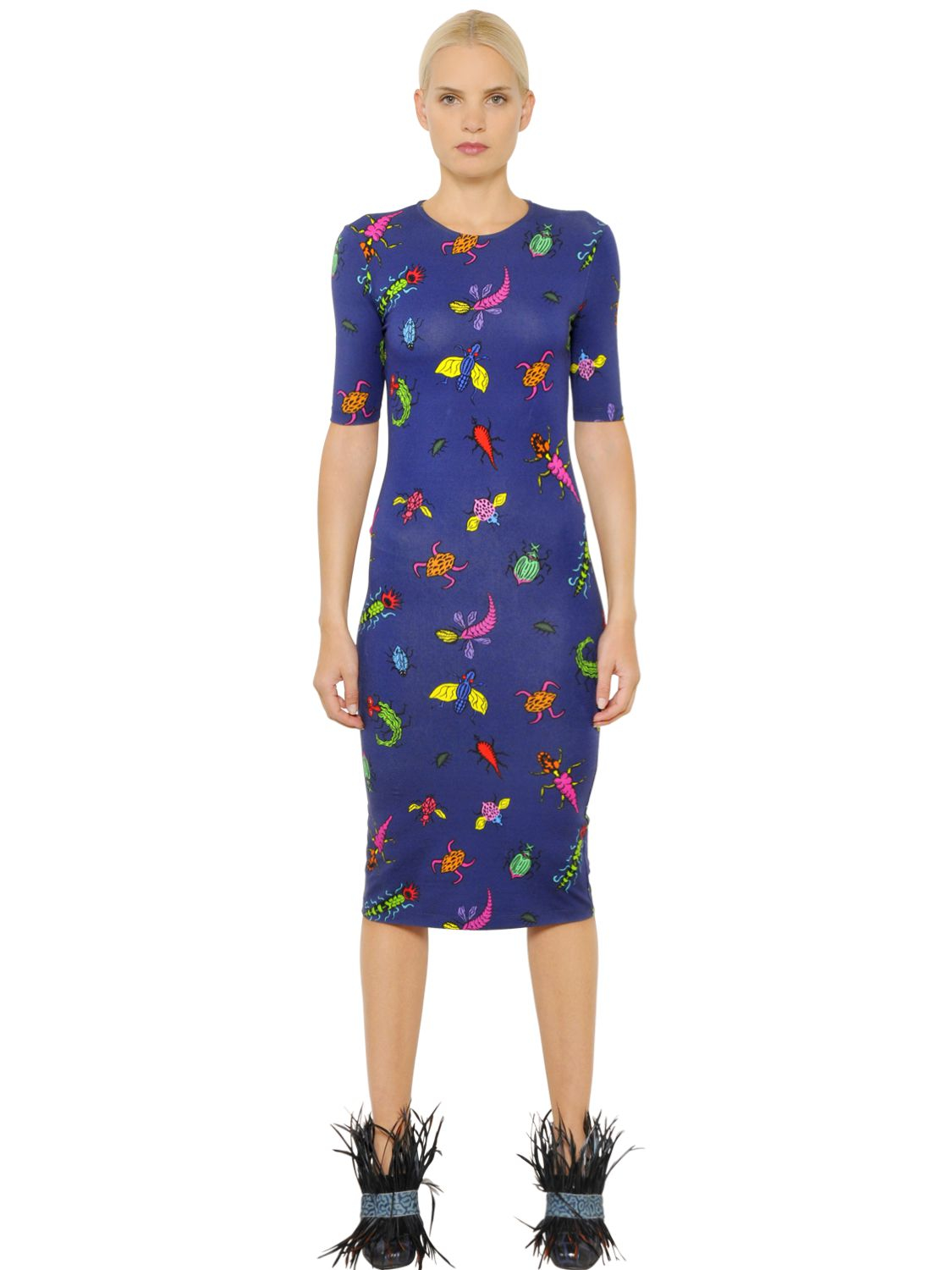 Lyst House Of Holland Bug Printed Cotton Jersey Midi Dress Gallery