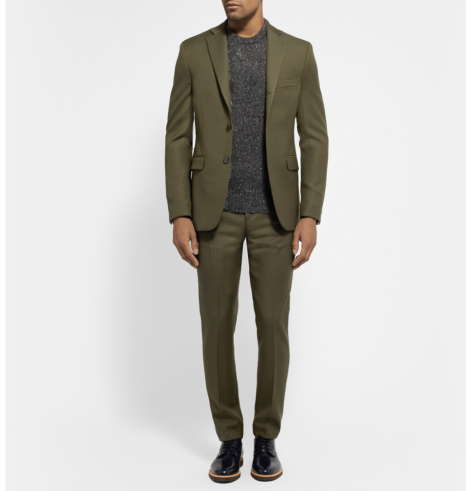 olive green slim suit