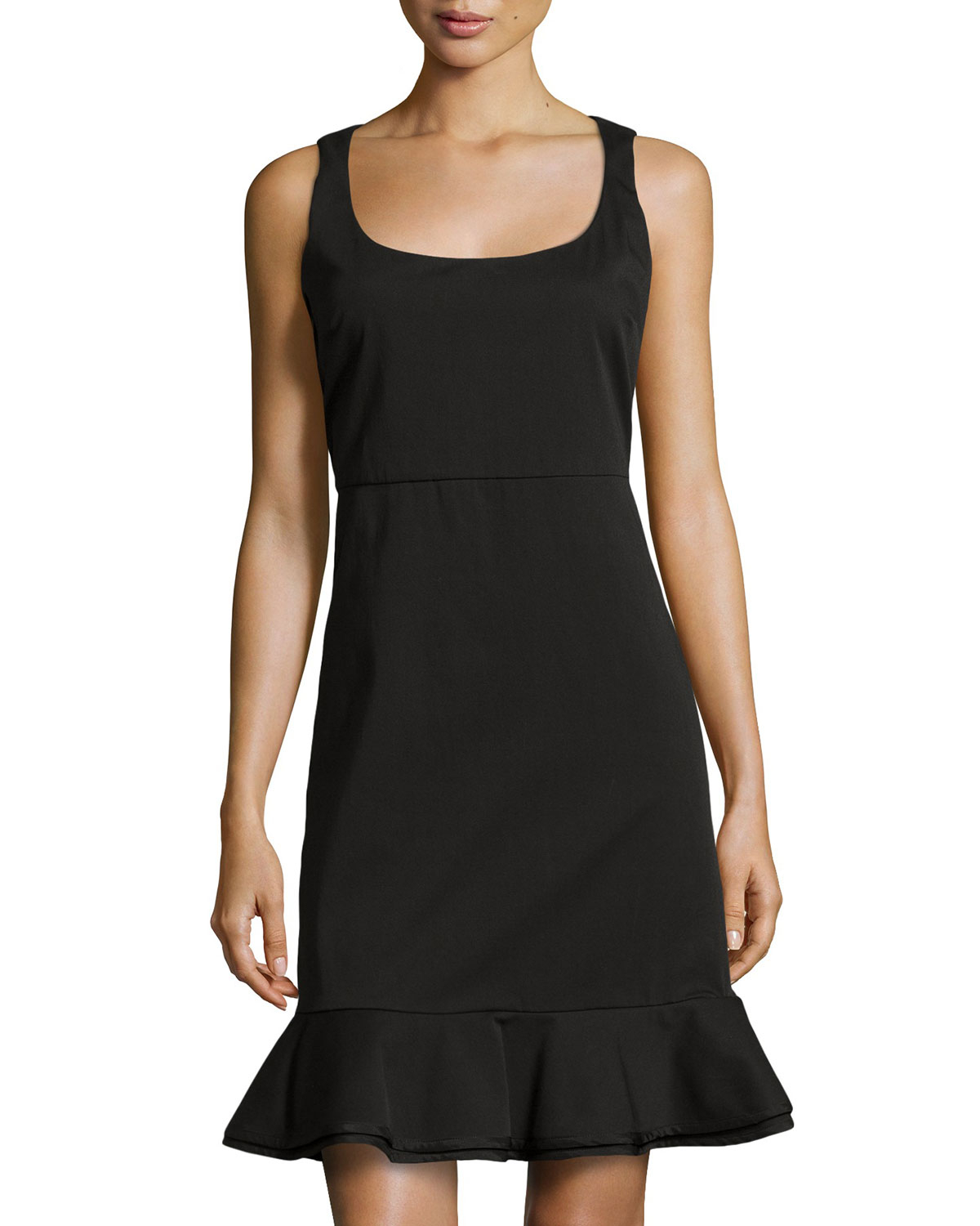 Red Valentino Ruffle-Hem Sleeveless Scoop-Neck Dress in Black | Lyst