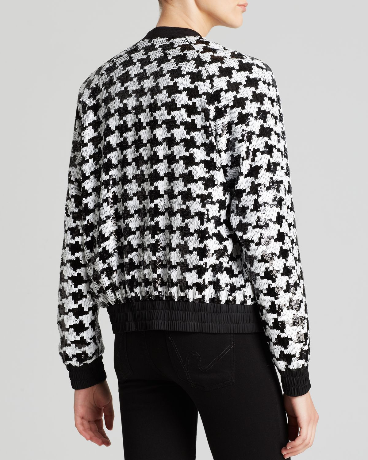 MICHAEL Michael Kors Synthetic Sequined Bomber Jacket in Black | Lyst