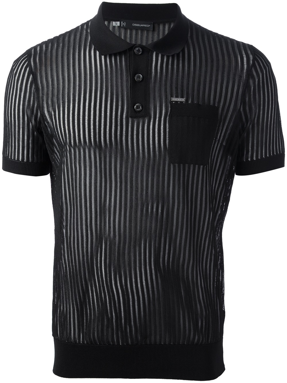 DSquared² Sheer Ribbed Polo Shirt in Black for Men - Lyst