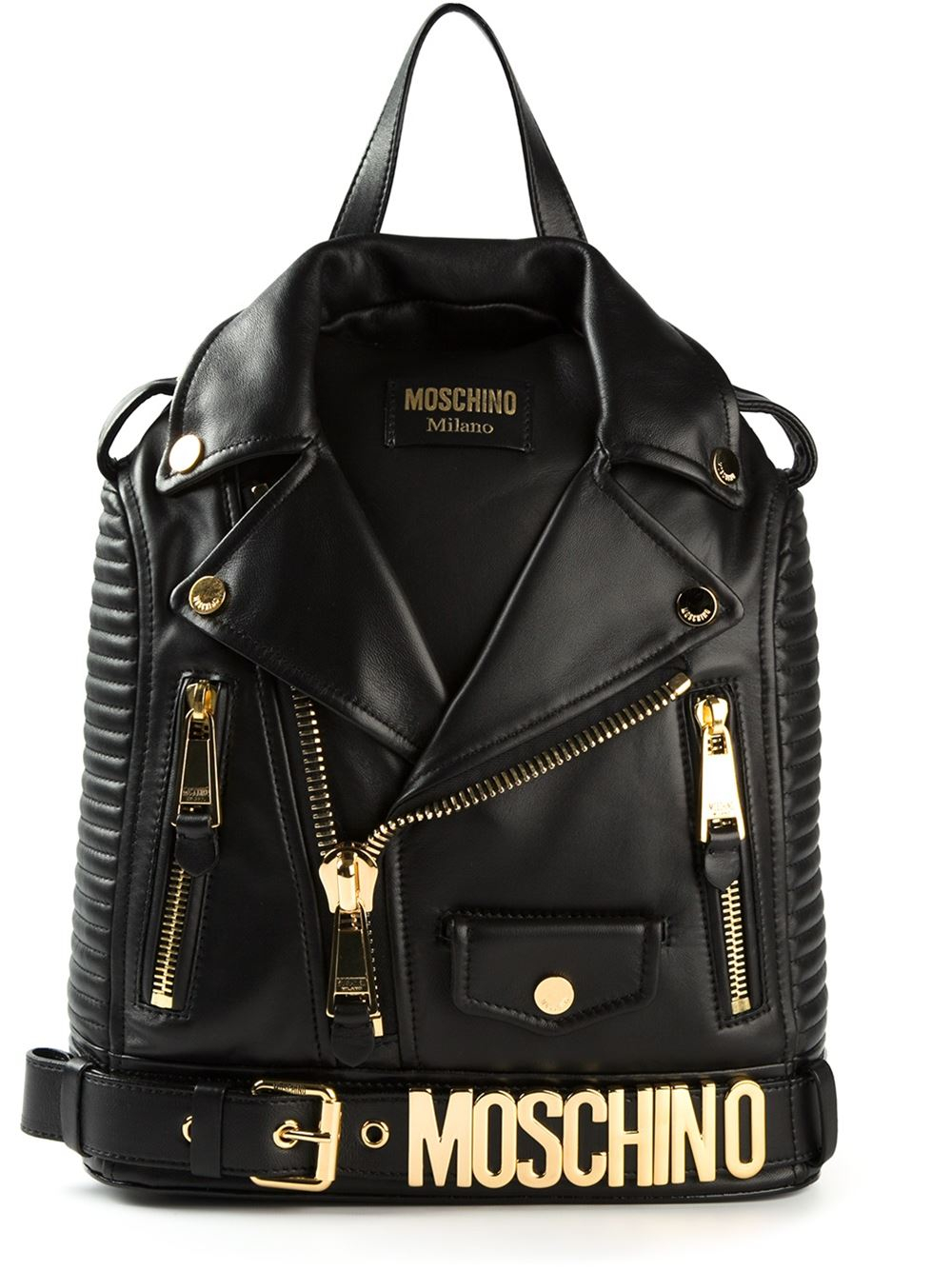 Moschino Biker Jacket Style Backpack in Black | Lyst