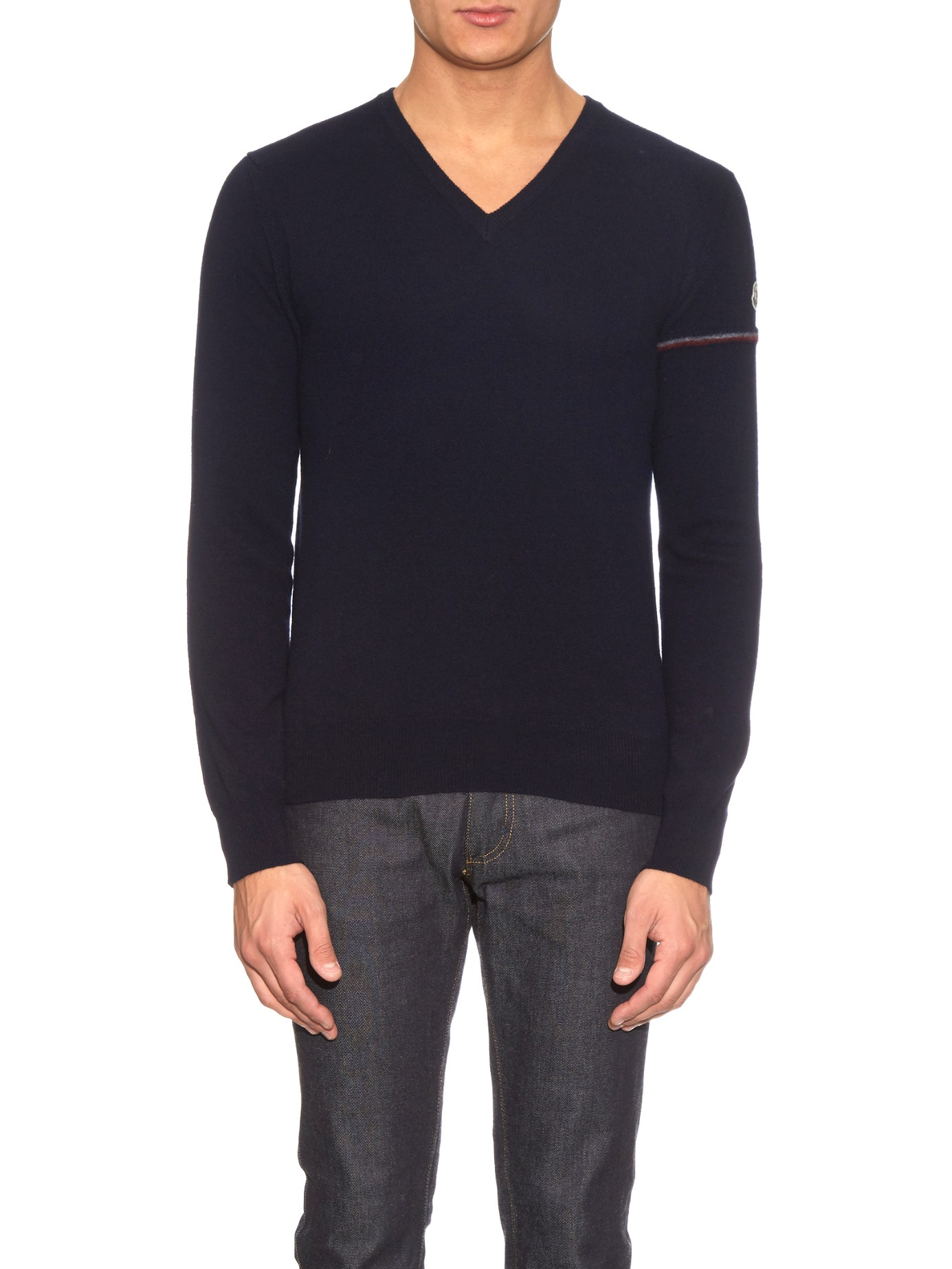 Moncler V-neck Wool-knit Sweater in 