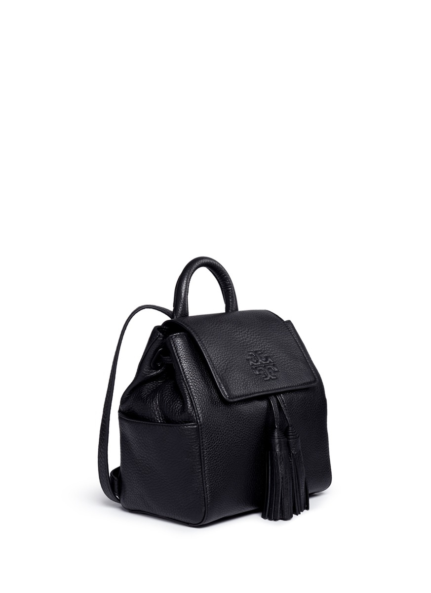 NWT Tory Burch THEA Mini Bucket Pebble Leather Backpack Black $398