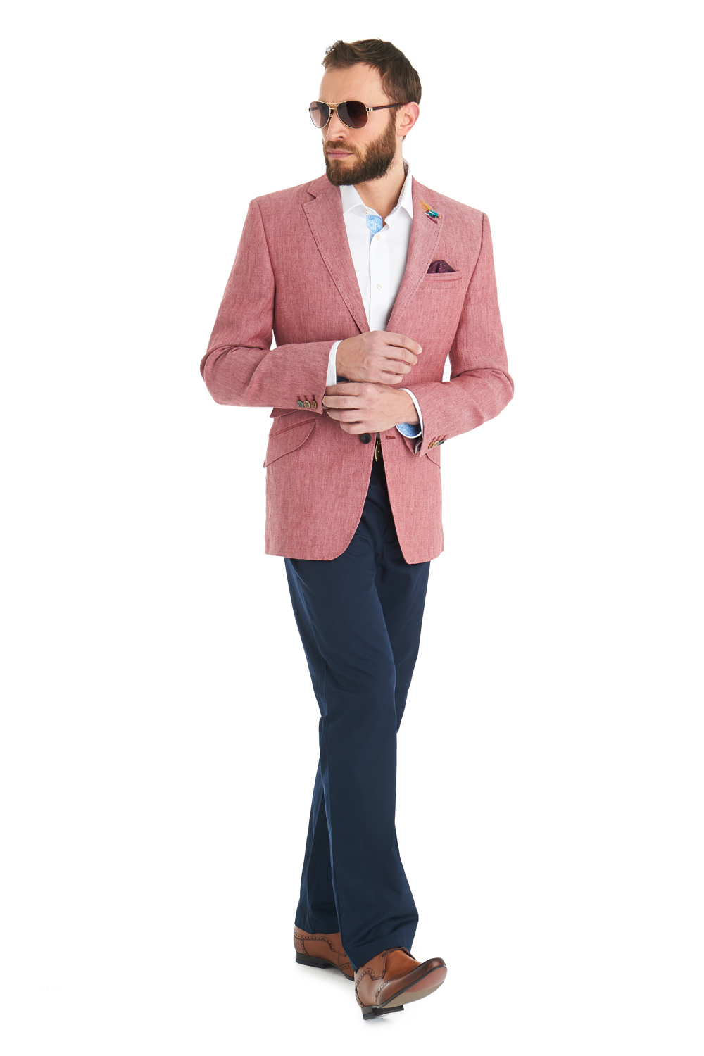 Ted baker Tailored Fit Pink Herringbone Linen Jacket in Pink for Men Lyst