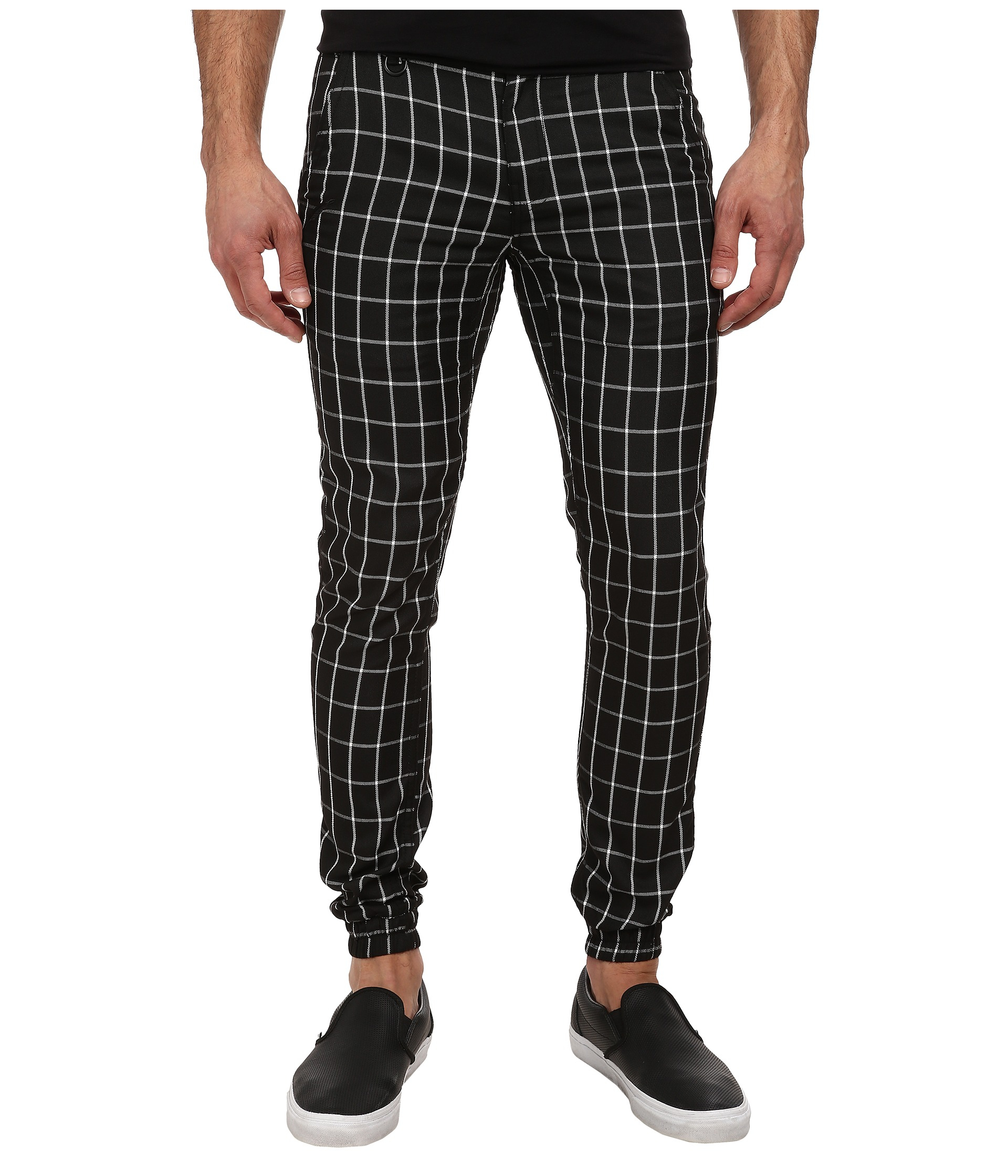 black plaid joggers