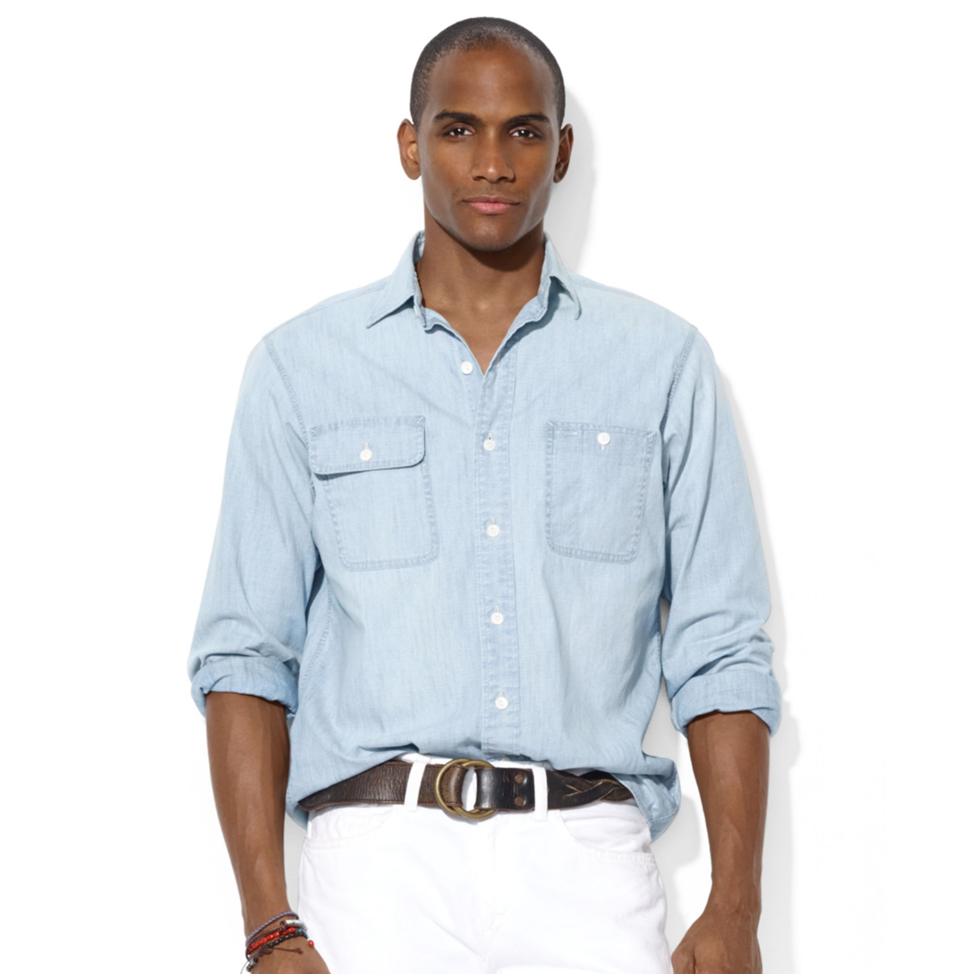Ralph Lauren Polo Dungaree Chambray Workshirt in Blue for Men | Lyst
