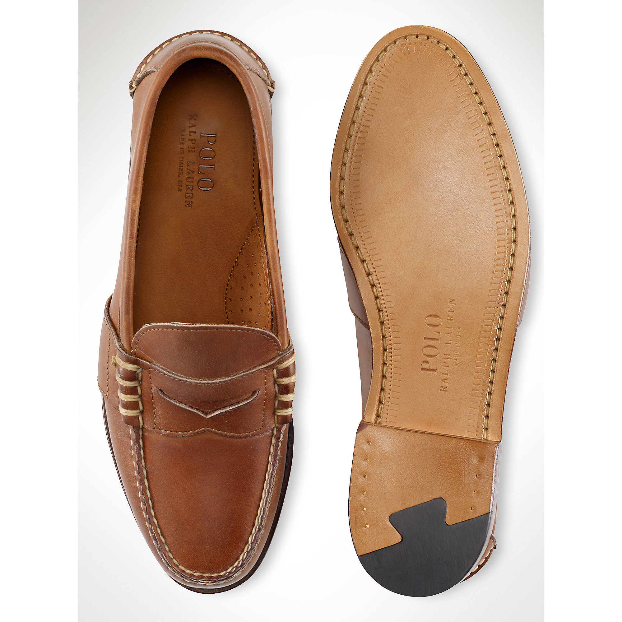 Polo Ralph Lauren Leather Calfskin Edric Penny Loafer in Tan (Brown) for Men  | Lyst